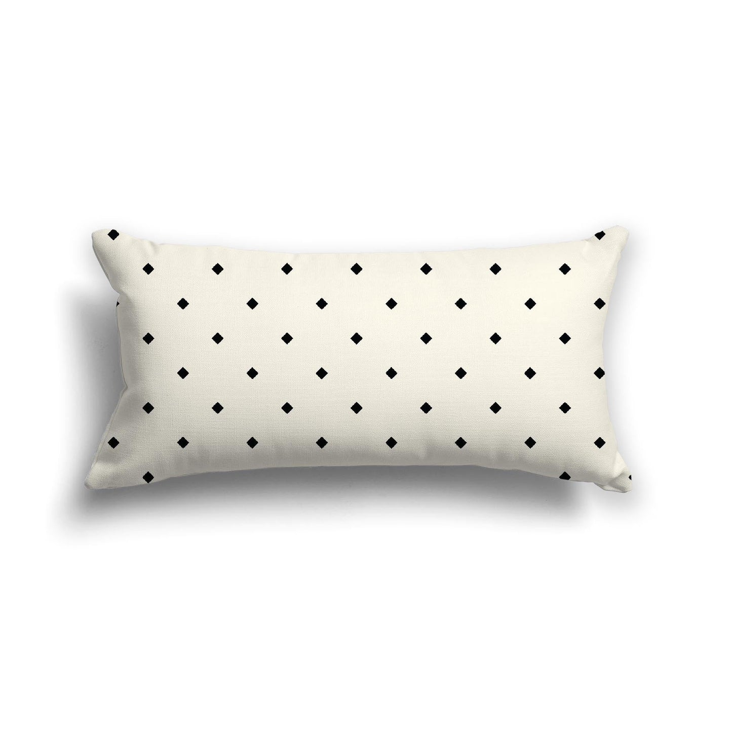 Pale Cream Cotton Canvas Cushion Covers with Black Diamonds on Front, CACU-CC-1013-101, 61 x 30 cm, 24 x 12 inches