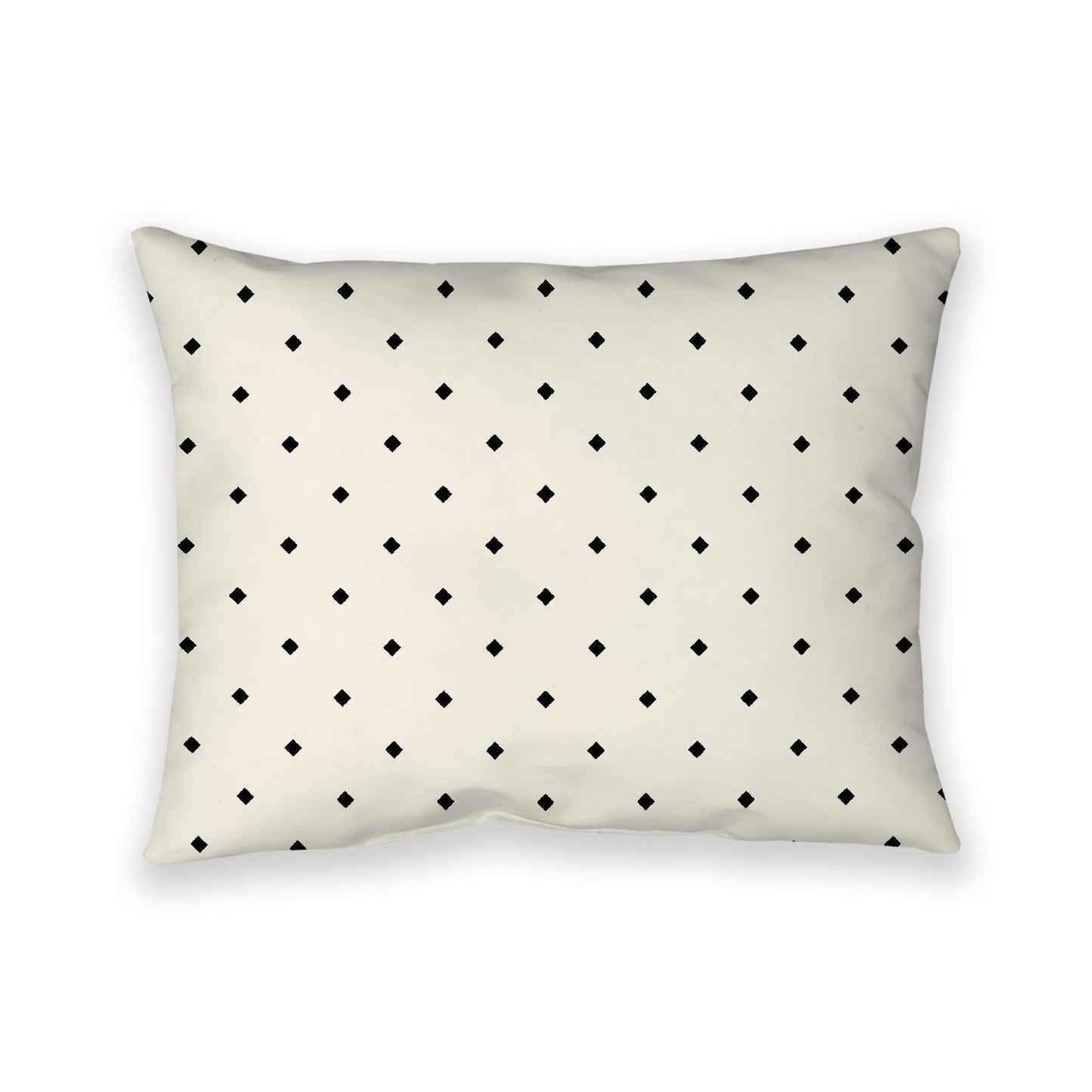 Pale Cream Cotton Canvas Cushion Covers with Black Diamonds on Front, CACU-CC-1013-101, 66 x 51 cm, 26 x 20 inches