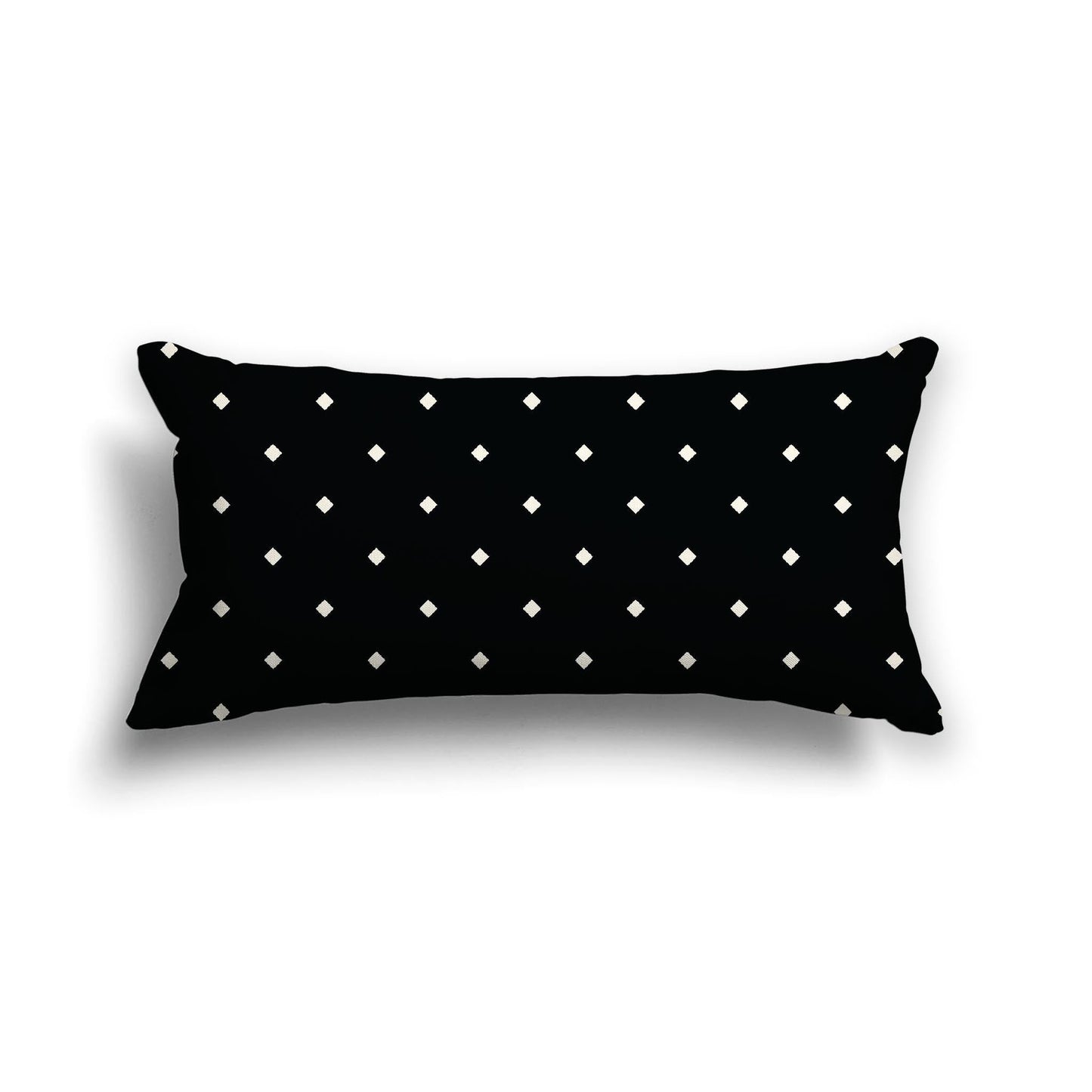 Black Cotton Canvas Cushion Covers with Pale Cream Diamonds on Front, CACU-CC-1013-102, 61 x 30 cm, 24 x 12 inches