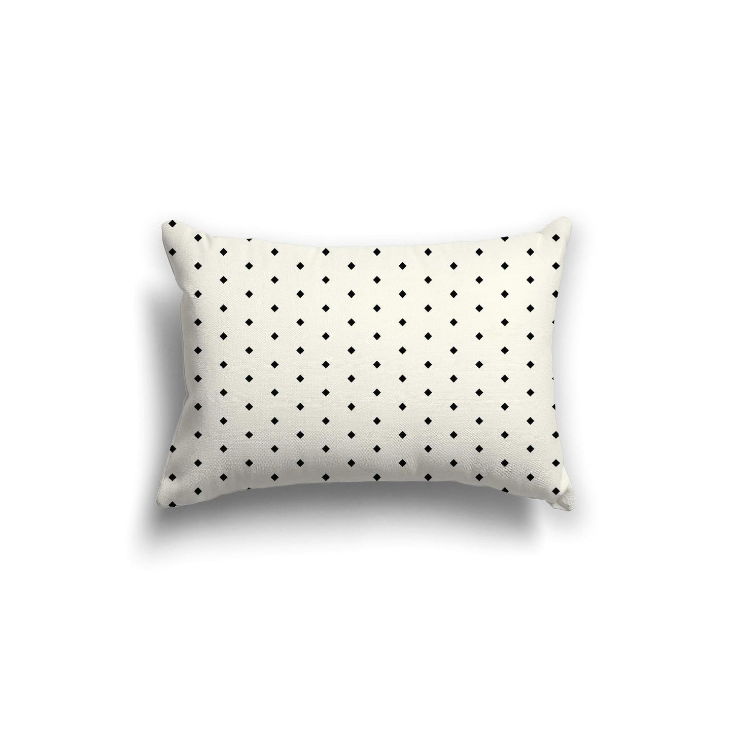 Pale Cream Cotton Canvas Cushion Covers with Fine Black Diamonds on Front, CACU-CC-1013-111, 51 x 36 cm, 20 x 14 inches