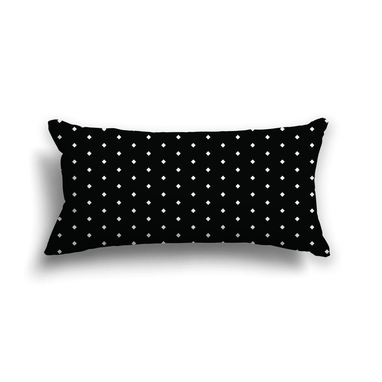 Black Cotton Canvas Cushion Covers with Fine Pale Cream Diamonds on Front, CACU-CC-1013-112, 61 x 30 cm, 24 x 12 inches