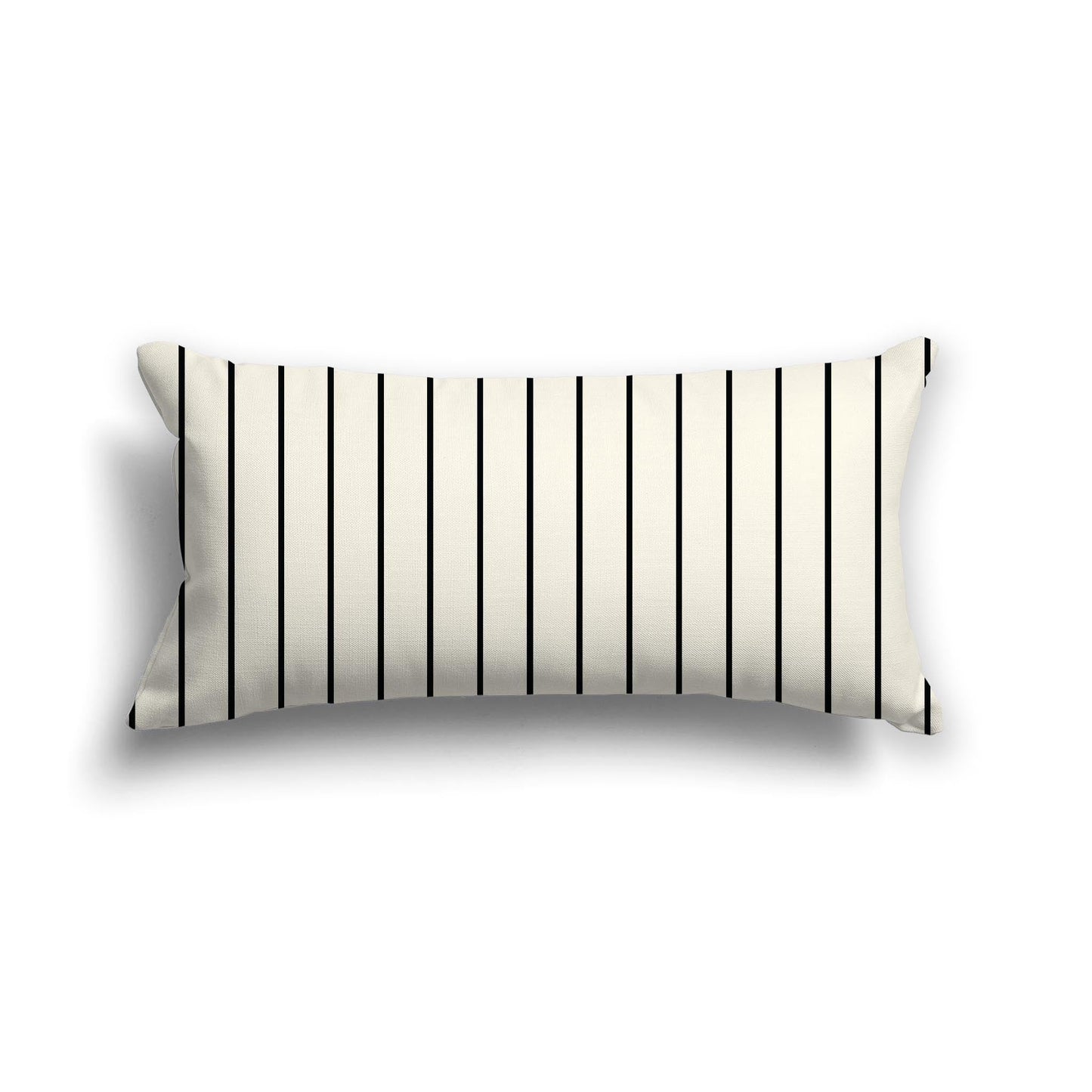 Pale Cream Cotton Canvas Cushion Covers with Fine Black Stripes on Front, CACU-CC-1013-151, 61 x 30 cm, 24 x 12 inches