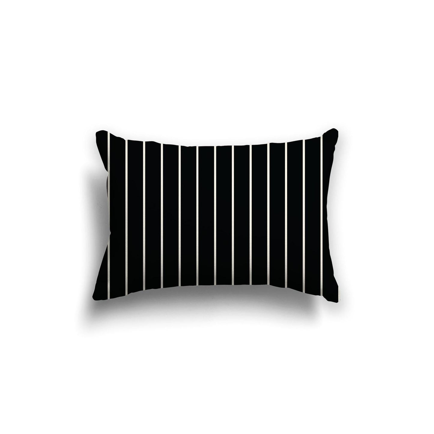 Black Cotton Canvas Cushion Covers with Fine Pale Cream Stripes on Front, CACU-CC-1013-152, 51 x 36 cm, 20 x 14 inches