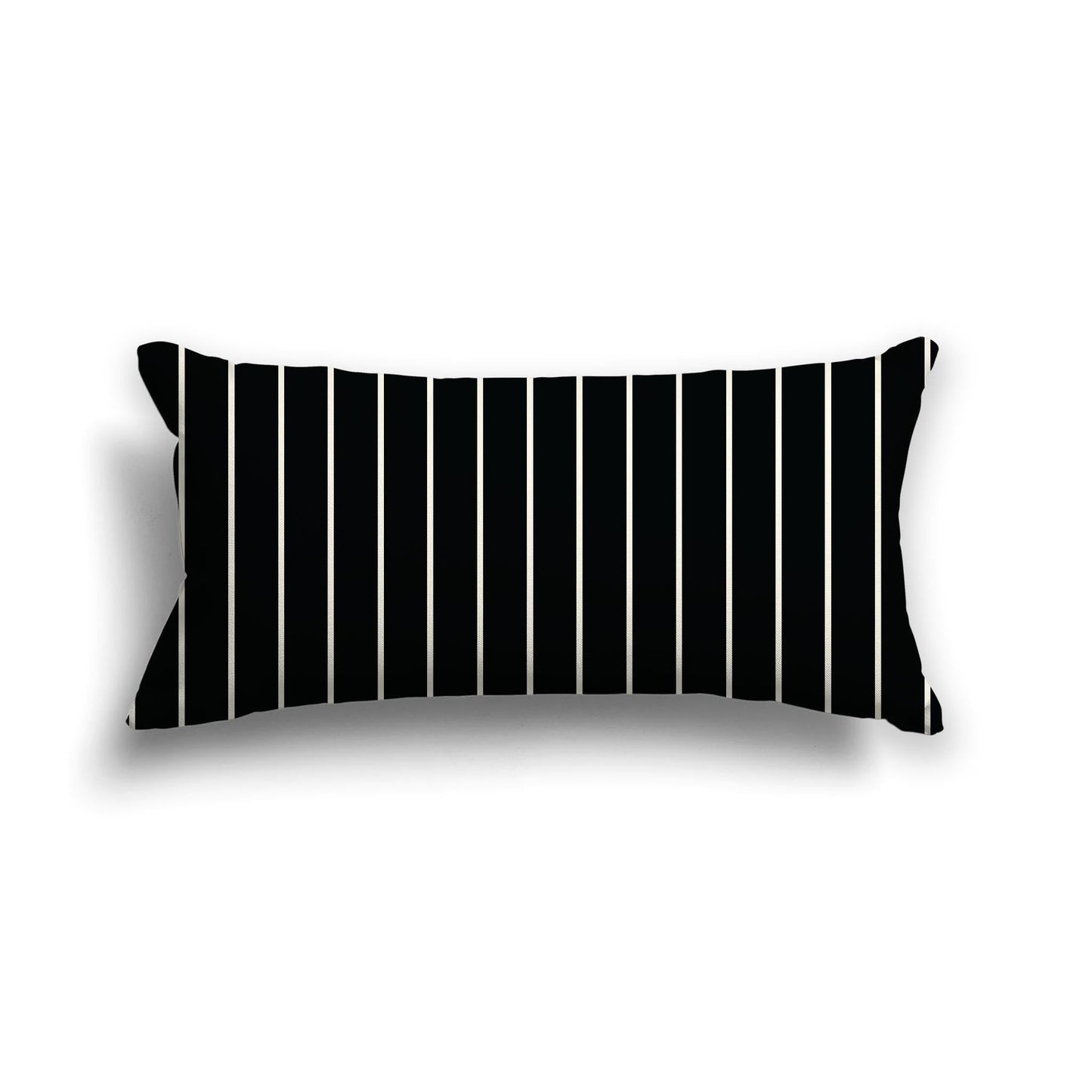 Black Cotton Canvas Cushion Covers with Fine Pale Cream Stripes on Front, CACU-CC-1013-152, 61 x 30 cm, 24 x 12 inches