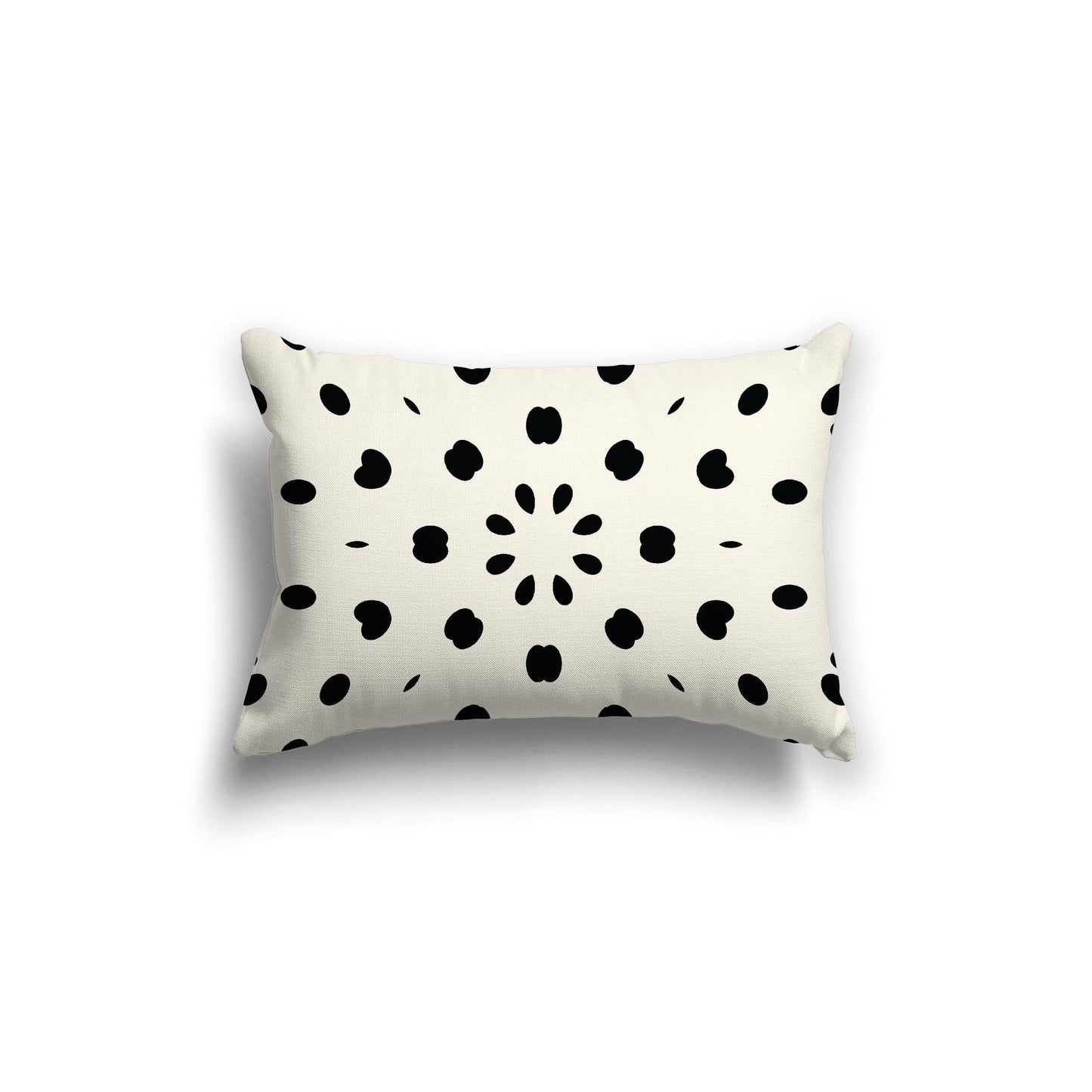 Pale Cream Cotton Canvas Cushion Covers with Black Burst Pattern on Front, CACU-CC-1013-231, 51 x 36 cm, 20 x 14 inches