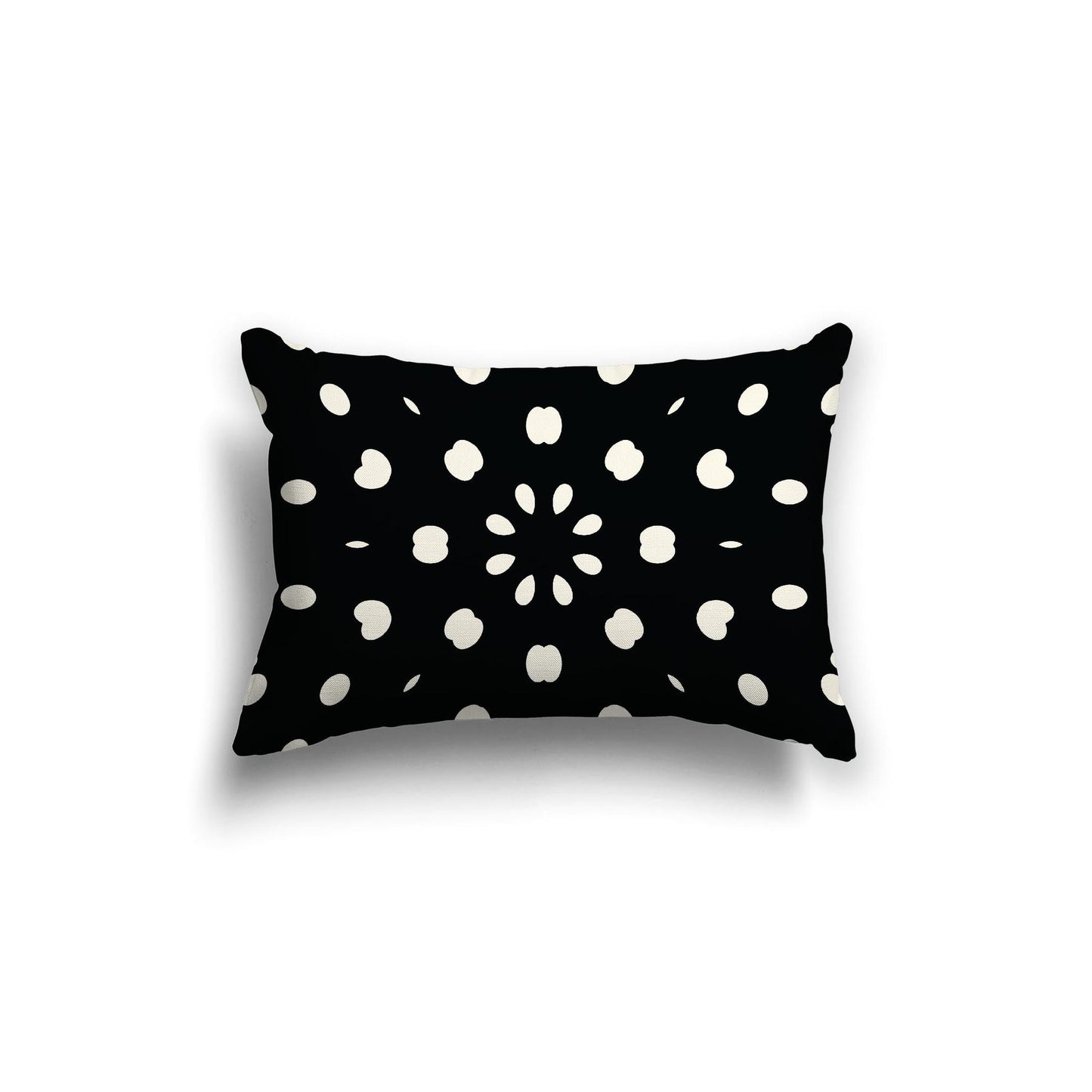 Black Cotton Canvas Cushion Covers with Pale Cream Burst Pattern on Front, CACU-CC-1013-232, 51 x 36 cm, 20 x 14 inches