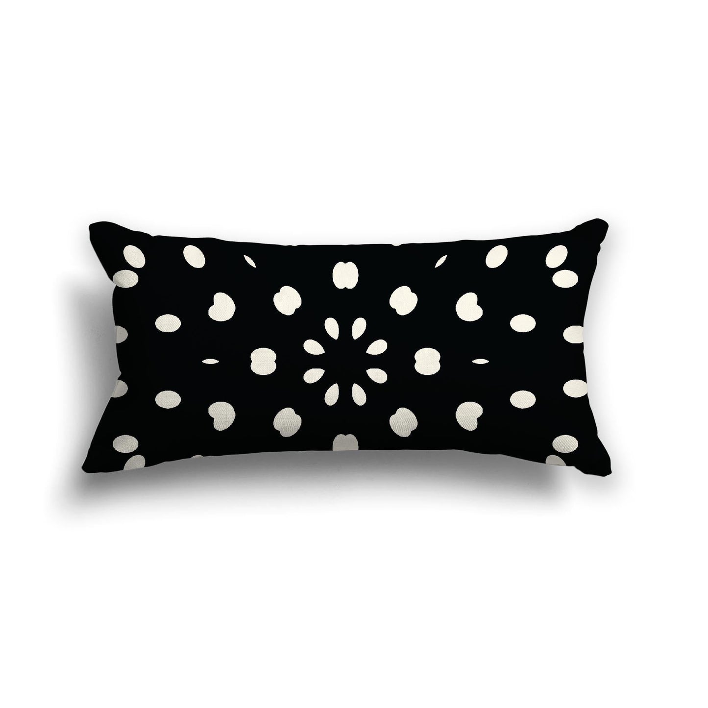 Black Cotton Canvas Cushion Covers with Pale Cream Burst Pattern on Front, CACU-CC-1013-232, 61 x 30 cm, 24 x 12 inches