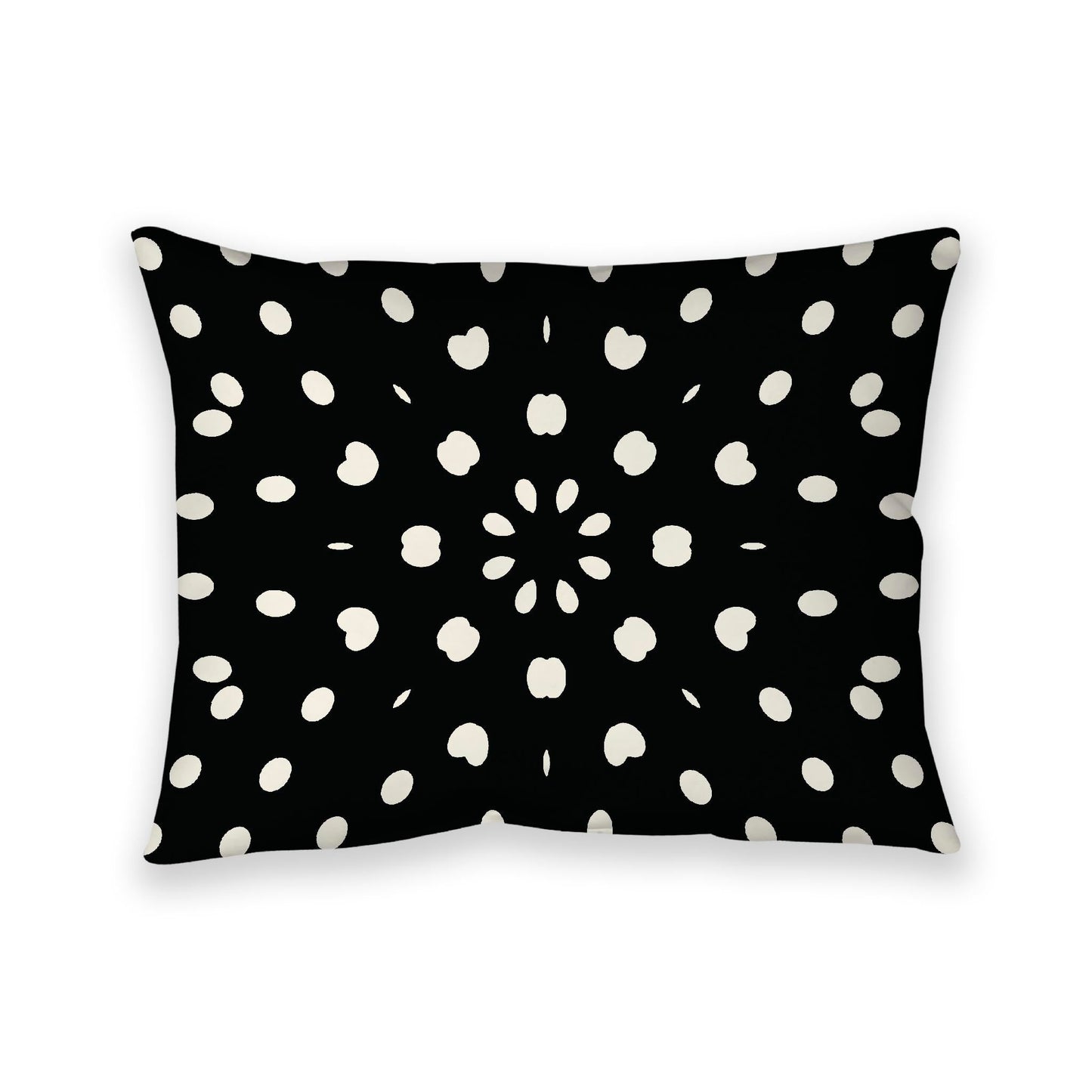 Black Cotton Canvas Cushion Covers with Pale Cream Burst Pattern on Front, CACU-CC-1013-232, 66 x 51 cm, 26 x 20 inches