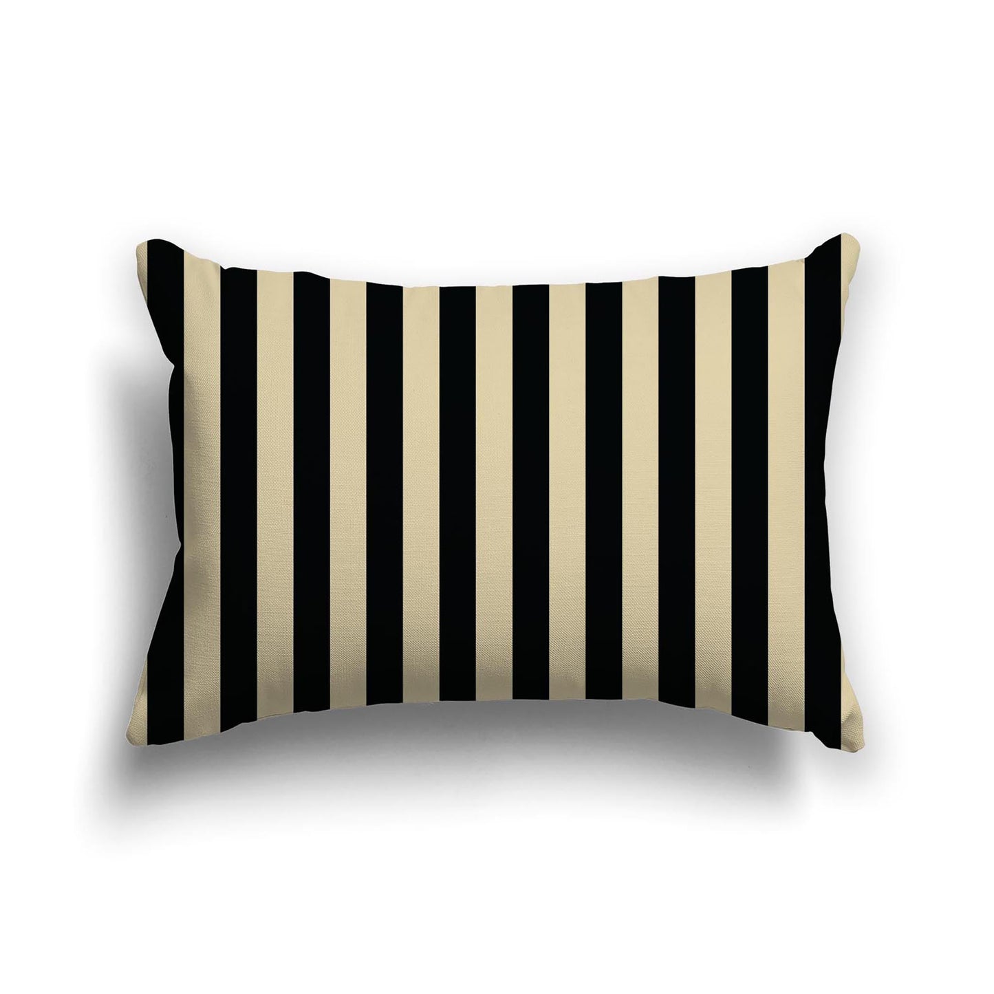 Desert Sand Cotton Canvas Cushion Covers with Black Bars on Front, CACU-CC-1014-051, 51 x 36 cm, 20 x 14 inches