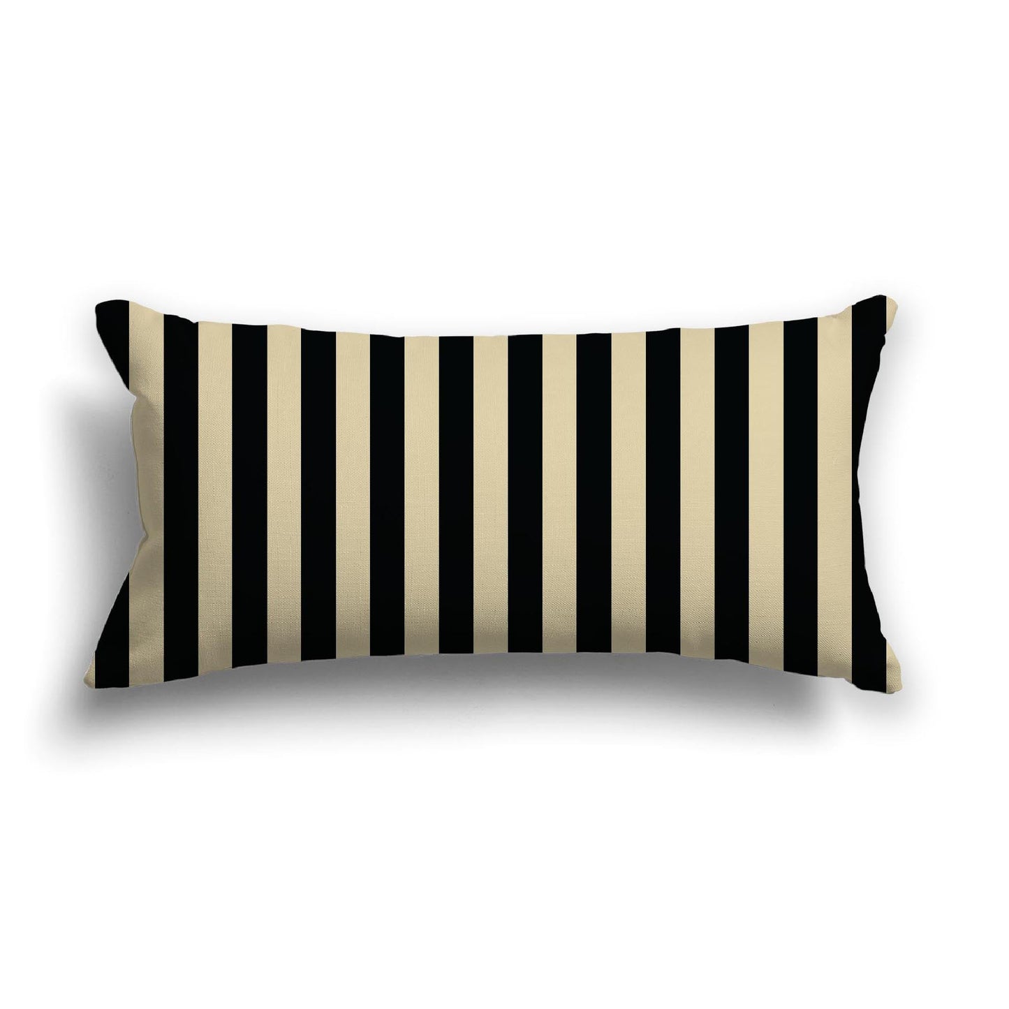 Desert Sand Cotton Canvas Cushion Covers with Black Bars on Front, CACU-CC-1014-051, 61 x 30 cm, 24 x 12 inches