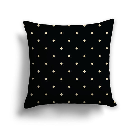 Black Cotton Canvas Cushion Covers with Desert Sand Diamonds on Front, CACU-CC-1014-102, 46 x 46 cm, 18 x 18 inches