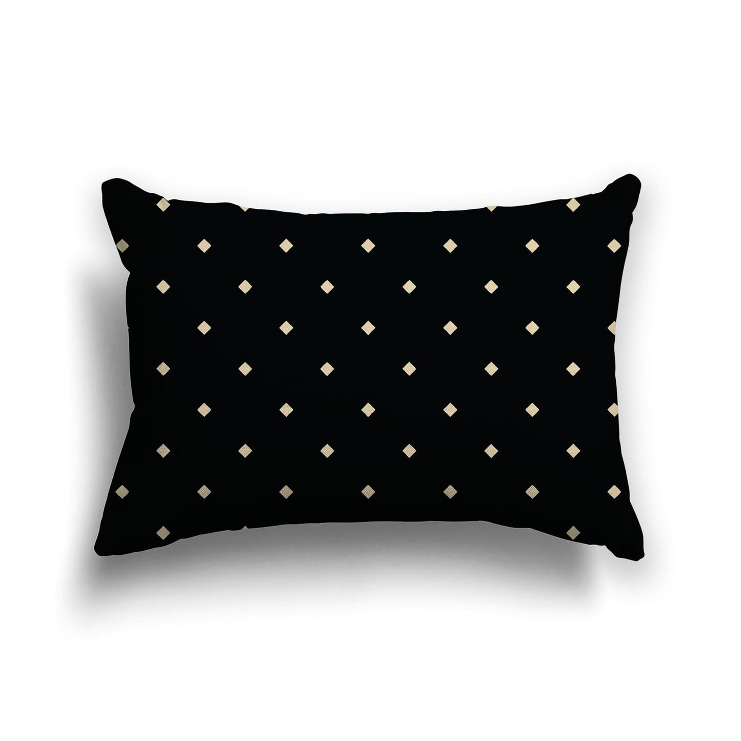Black Cotton Canvas Cushion Covers with Desert Sand Diamonds on Front, CACU-CC-1014-102, 51 x 36 cm, 20 x 14 inches