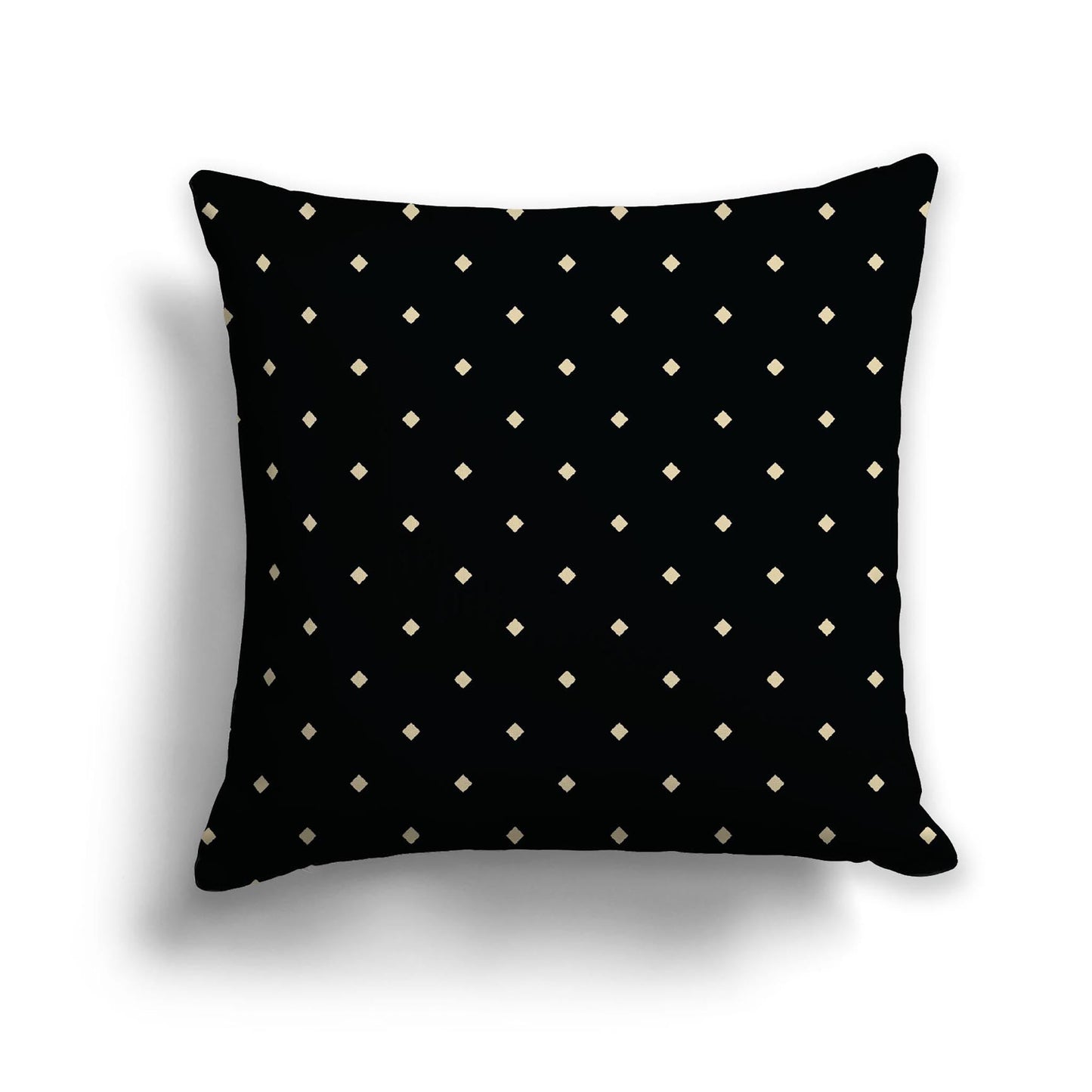 Black Cotton Canvas Cushion Covers with Desert Sand Diamonds on Front, CACU-CC-1014-102, 56 x 56 cm, 22 x 22 inches