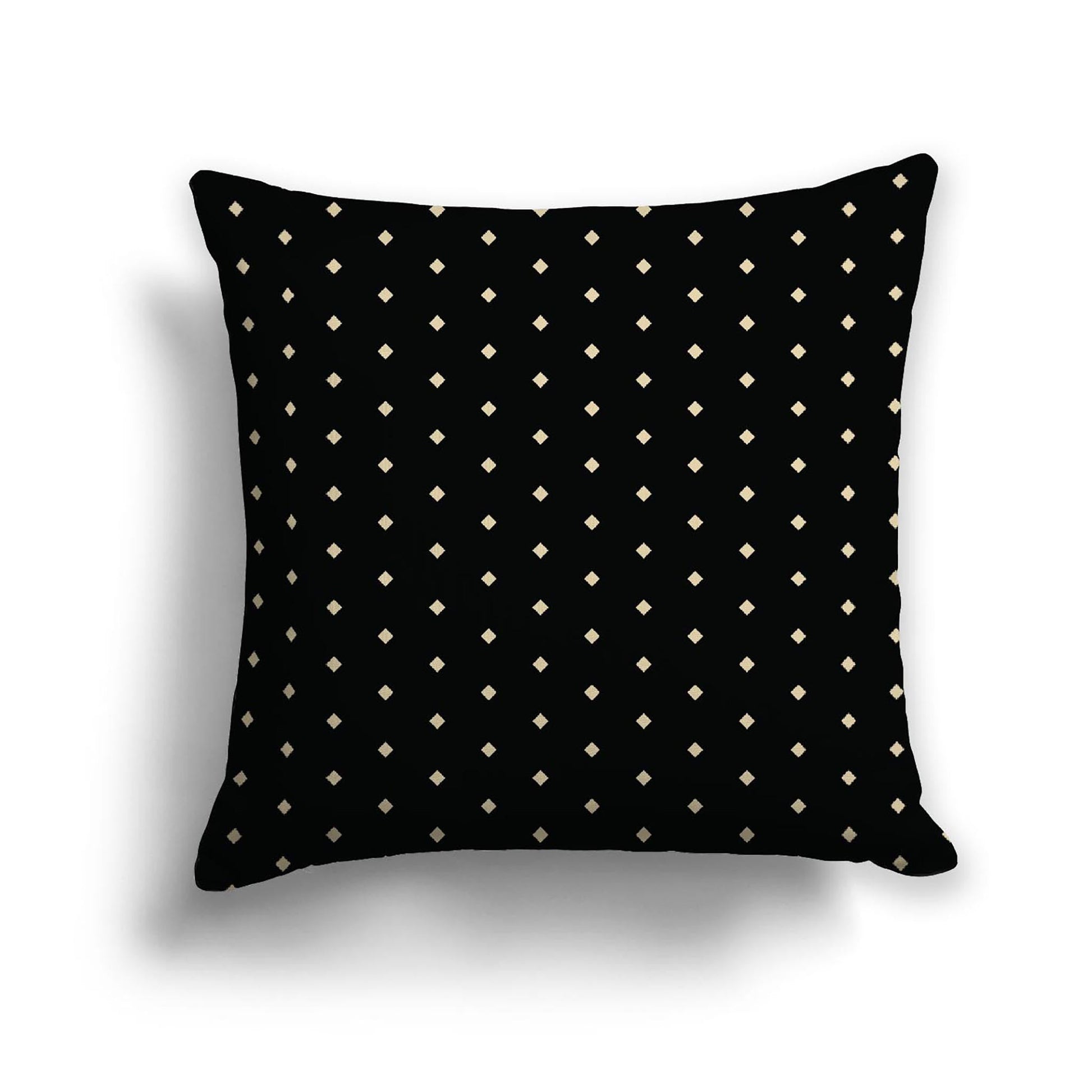 Black Cotton Canvas Cushion Covers with Fine Desert Sand Diamonds on Front, CACU-CC-1014-112, 46 x 46 cm, 18 x 18 inches