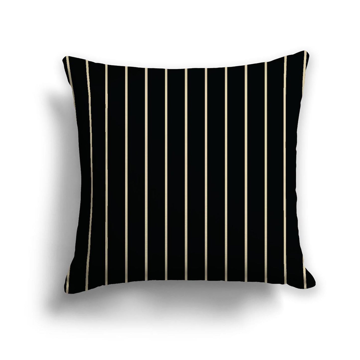 Black Cotton Canvas Cushion Covers with Fine Desert Sand Stripes on Front, CACU-CC-1014-152, 46 x 46 cm, 18 x 18 inches