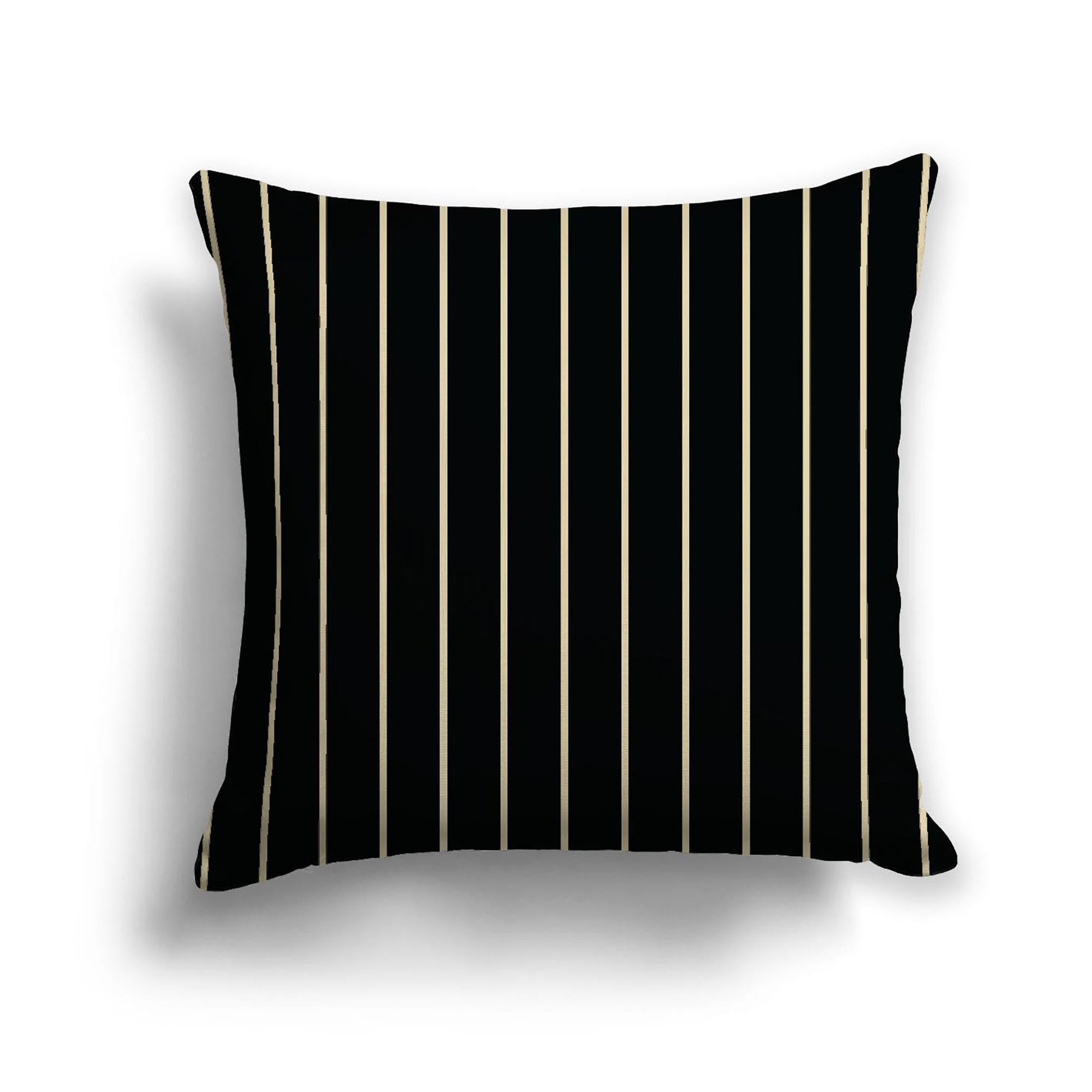 Black Cotton Canvas Cushion Covers with Fine Desert Sand Stripes on Front, CACU-CC-1014-152, 46 x 46 cm, 18 x 18 inches