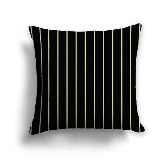 Black Cotton Canvas Cushion Covers with Fine Desert Sand Stripes on Front, CACU-CC-1014-152, 46 x 46 cm, 18 x 18 inches