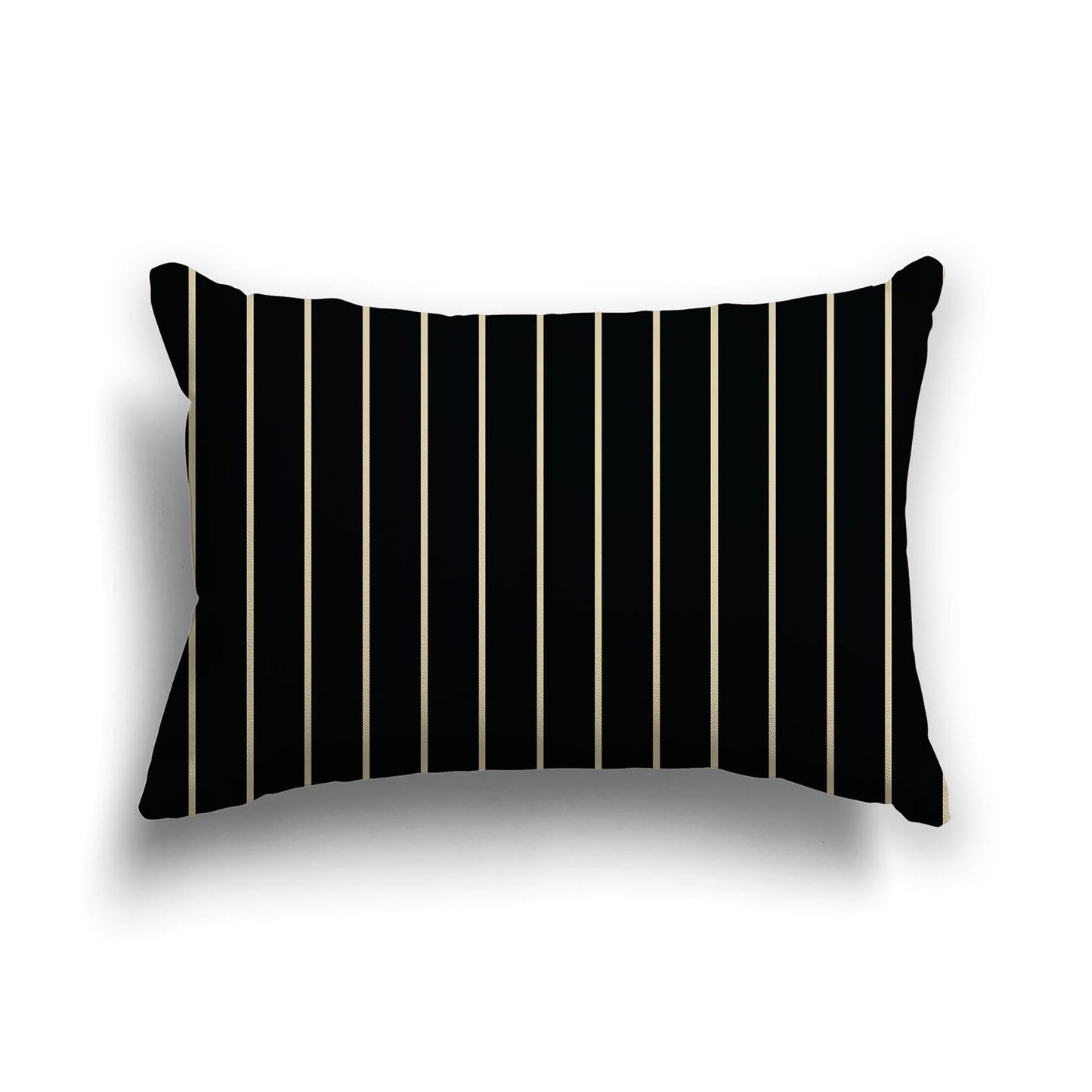 Black Cotton Canvas Cushion Covers with Fine Desert Sand Stripes on Front, CACU-CC-1014-152, 51 x 36 cm, 20 x 14 inches