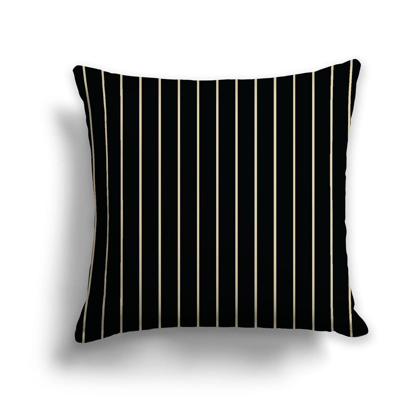 Black Cotton Canvas Cushion Covers with Fine Desert Sand Stripes on Front, CACU-CC-1014-152, 56 x 56 cm, 22 x 22 inches