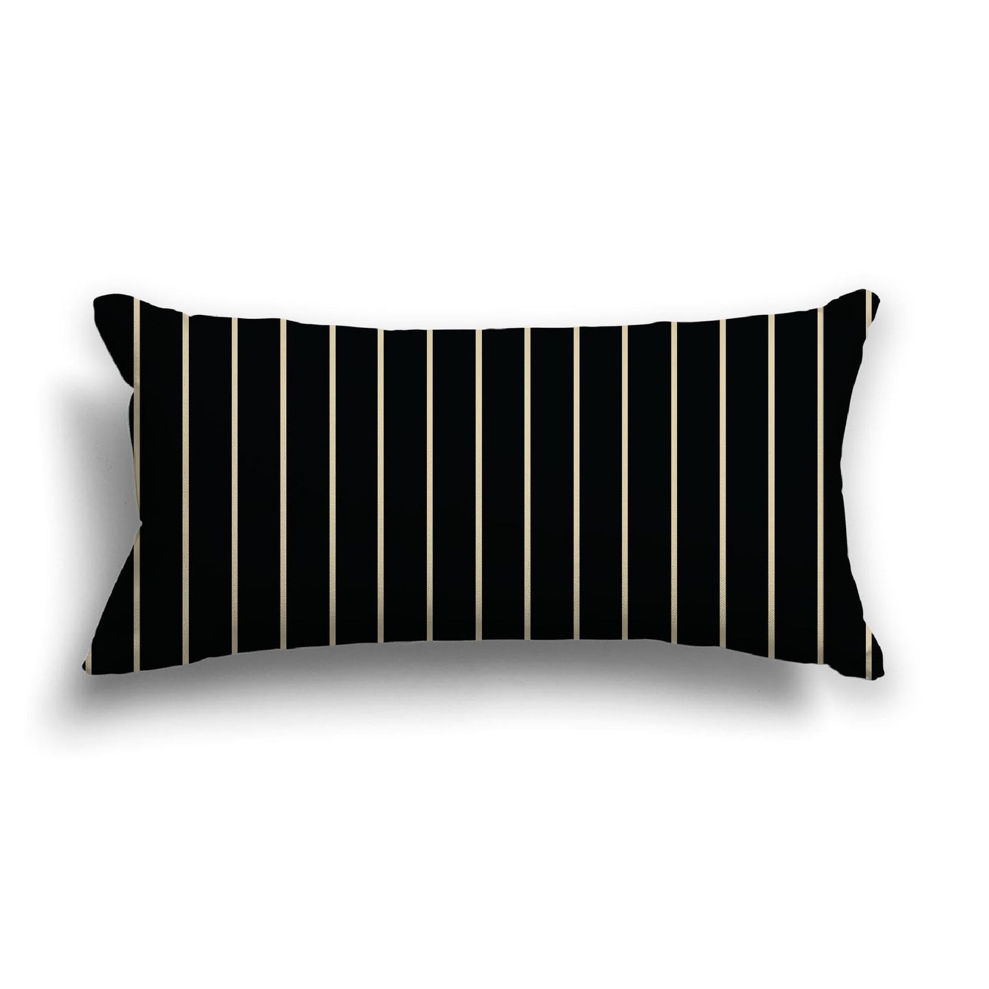 Black Cotton Canvas Cushion Covers with Fine Desert Sand Stripes on Front, CACU-CC-1014-152, 61 x 30 cm, 24 x 12 inches