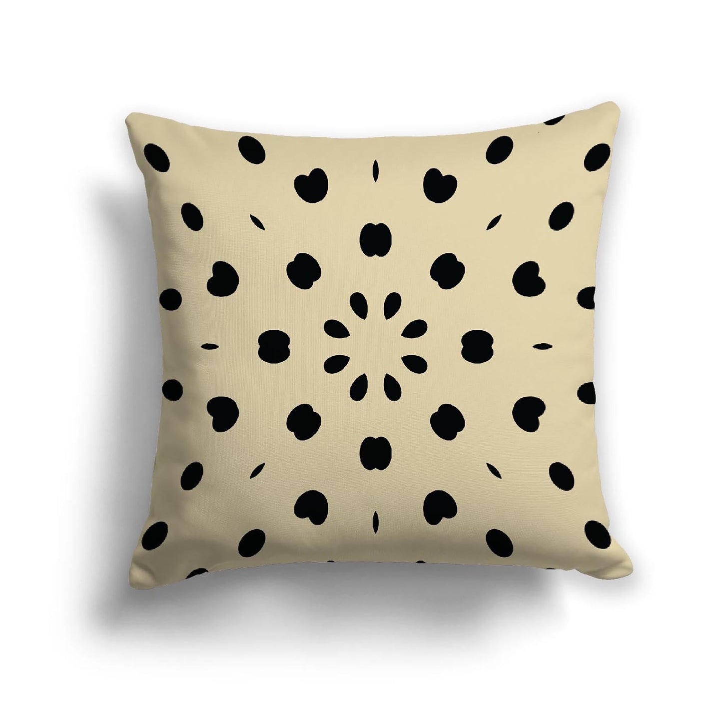 Desert Sand Cotton Canvas Cushion Covers with Black Burst Pattern on Front, CACU-CC-1014-231, 46 x 46 cm, 18 x 18 inches