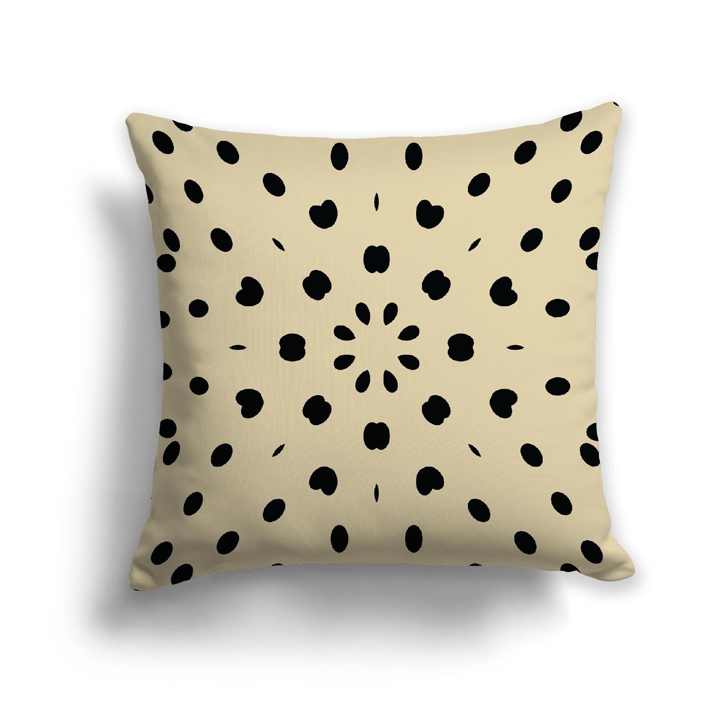 Desert Sand Cotton Canvas Cushion Covers with Black Burst Pattern on Front, CACU-CC-1014-231, 56 x 56 cm, 22 x 22 inches