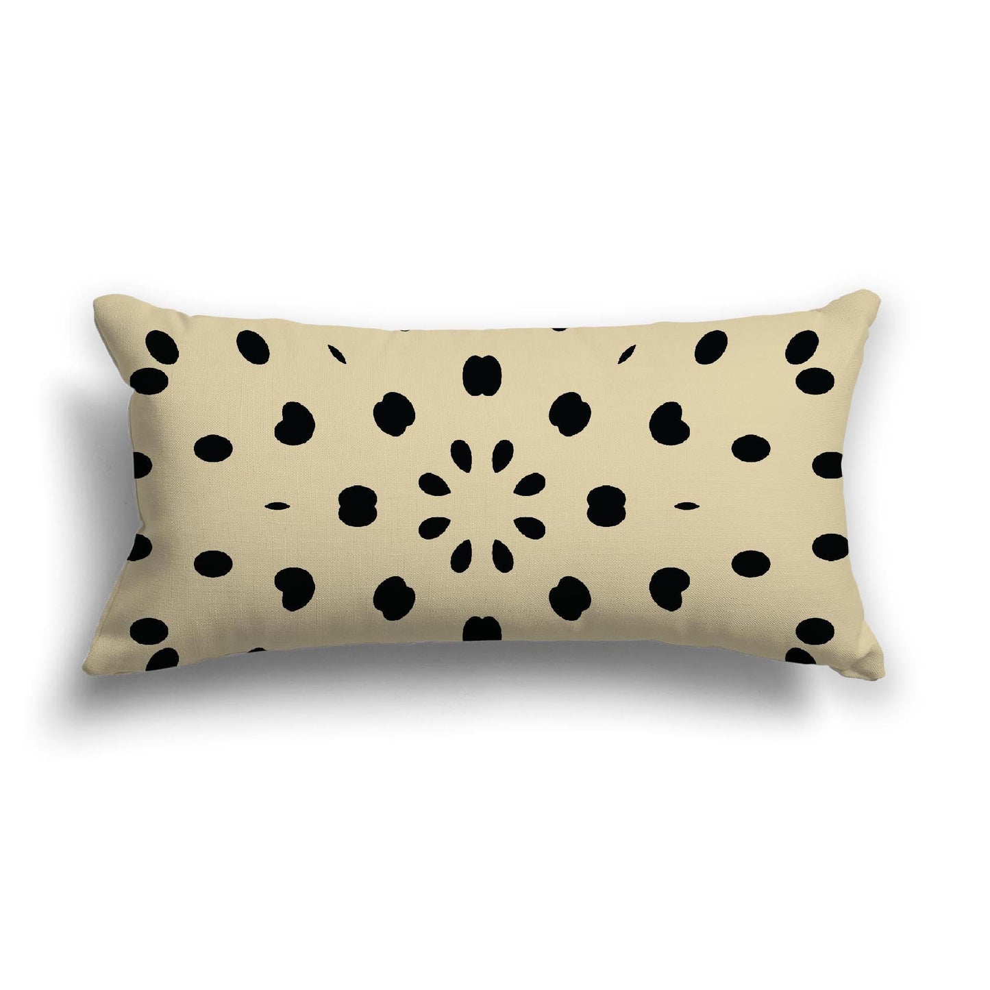 Desert Sand Cotton Canvas Cushion Covers with Black Burst Pattern on Front, CACU-CC-1014-231, 61 x 30 cm, 24 x 12 inches