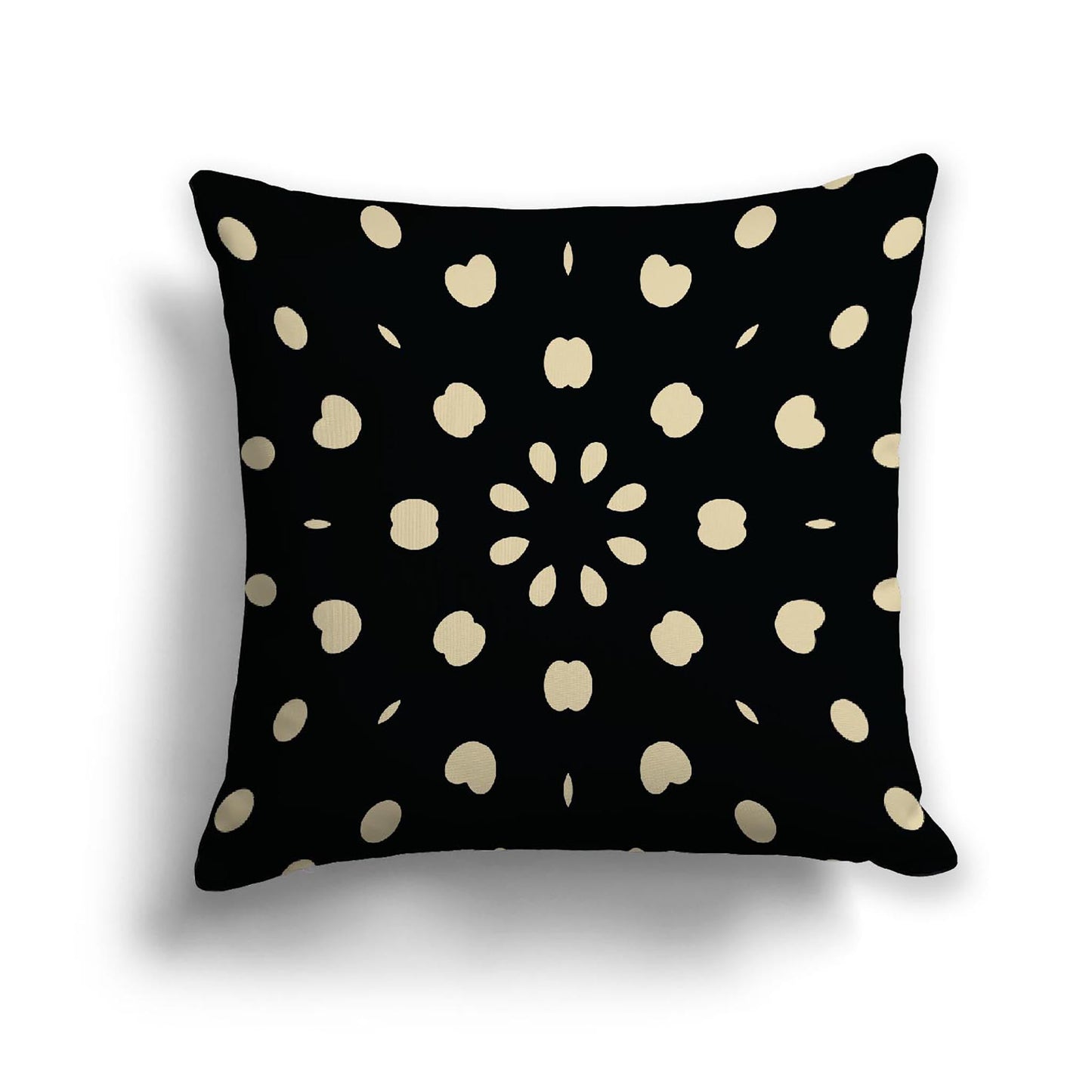 Black Cotton Canvas Cushion Covers with Desert Sand Burst Pattern on Front, CACU-CC-1014-232, 46 x 46 cm, 18 x 18 inches