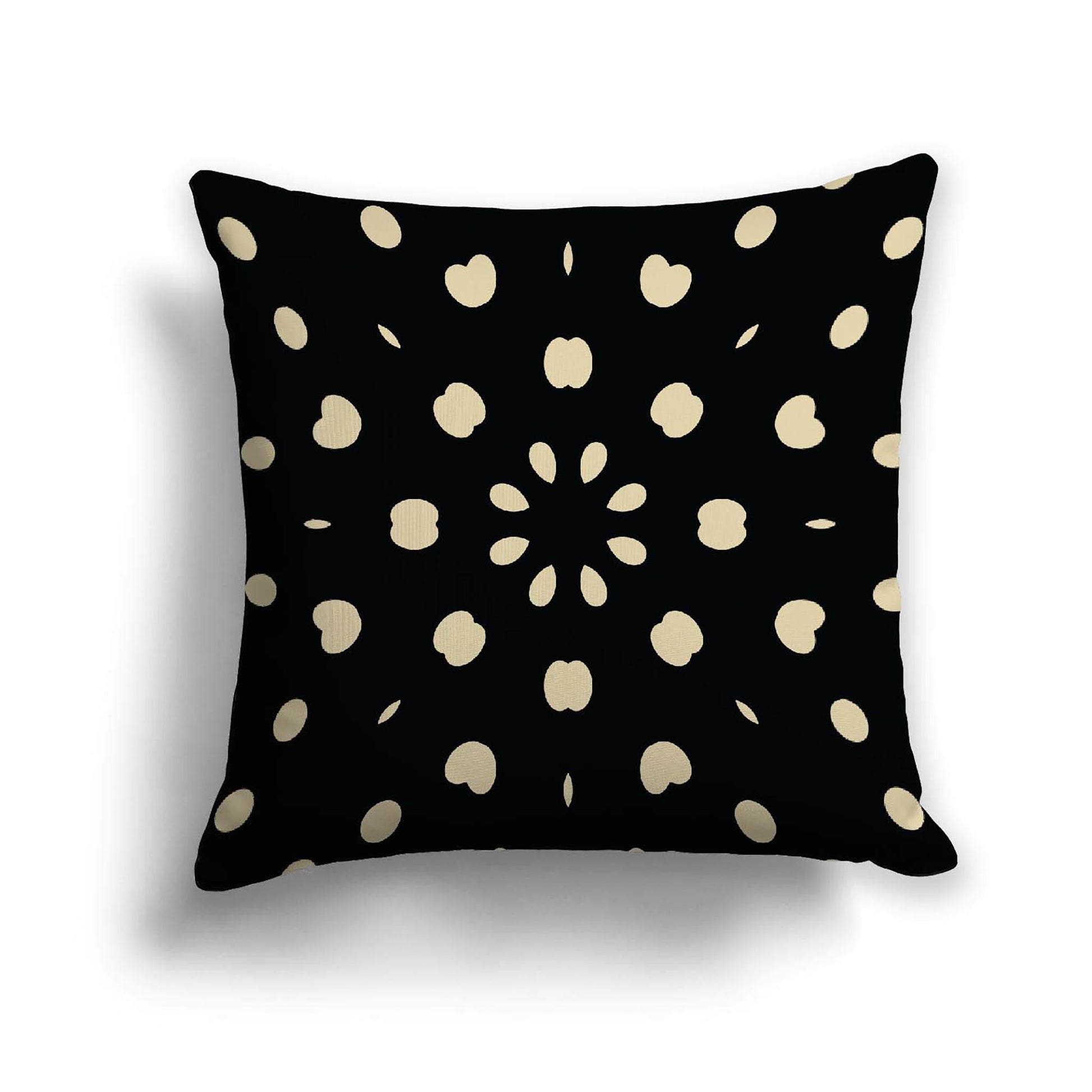 Black Cotton Canvas Cushion Covers with Desert Sand Burst Pattern on Front, CACU-CC-1014-232, 46 x 46 cm, 18 x 18 inches