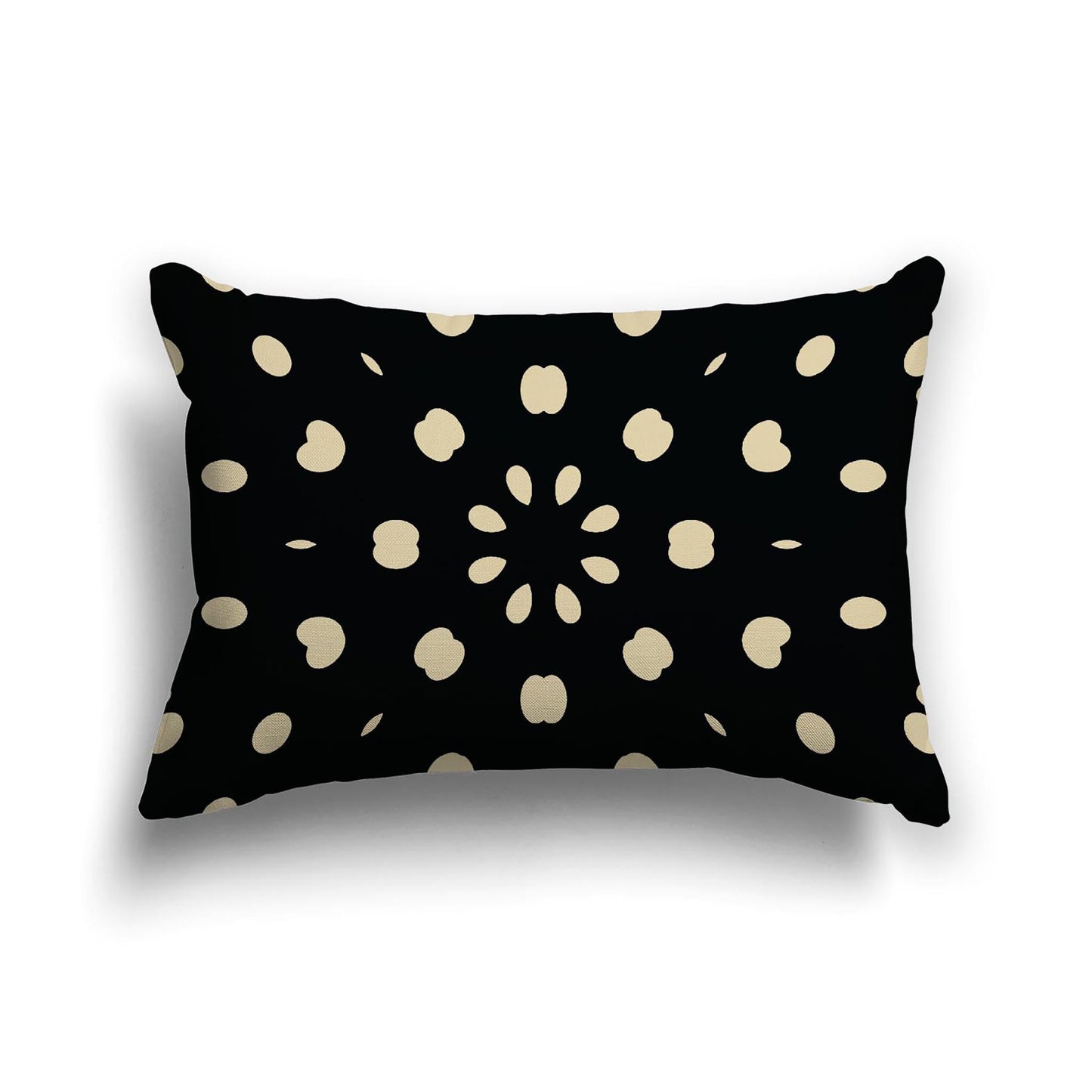Black Cotton Canvas Cushion Covers with Desert Sand Burst Pattern on Front, CACU-CC-1014-232, 51 x 36 cm, 20 x 14 inches