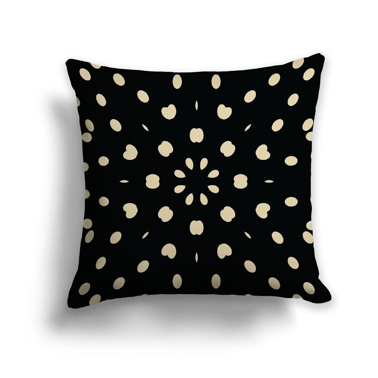 Black Cotton Canvas Cushion Covers with Desert Sand Burst Pattern on Front, CACU-CC-1014-232, 56 x 56 cm, 22 x 22 inches