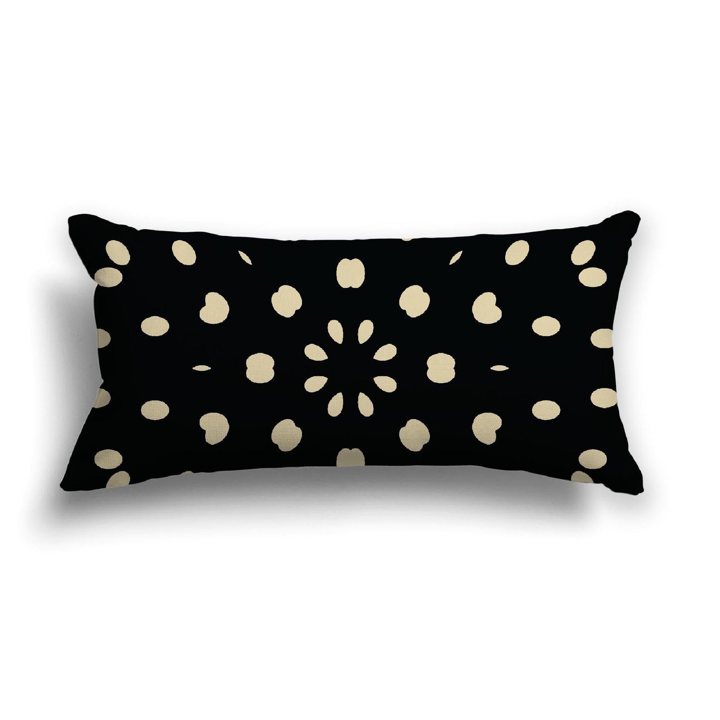 Black Cotton Canvas Cushion Covers with Desert Sand Burst Pattern on Front, CACU-CC-1014-232, 61 x 30 cm, 24 x 12 inches