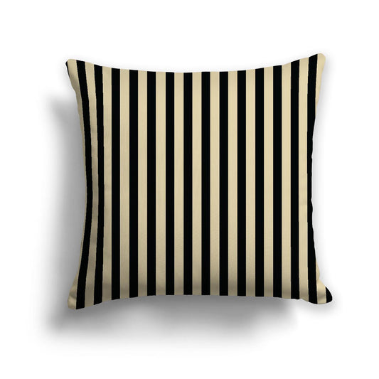 Desert Sand Cotton Canvas Cushion Covers with Thin Black Bars on Front, CACU-CC-1014-241, 46 x 46 cm, 18 x 18 inches