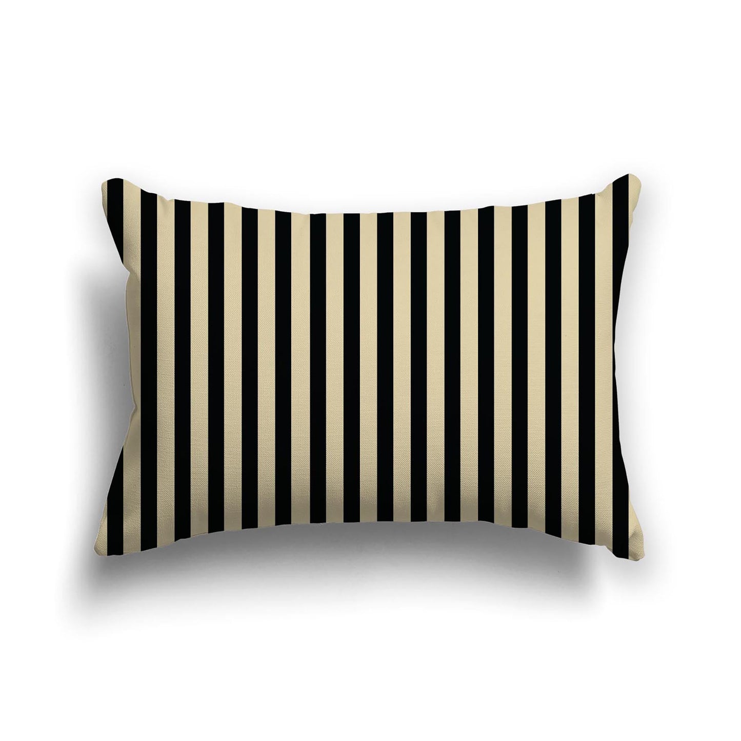 Desert Sand Cotton Canvas Cushion Covers with Thin Black Bars on Front, CACU-CC-1014-241, 51 x 36 cm, 20 x 14 inches