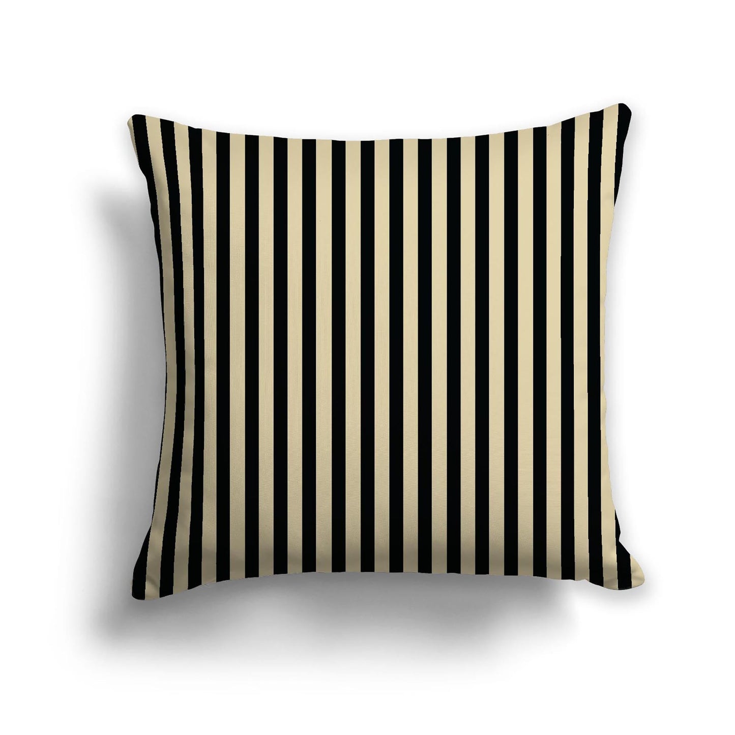 Desert Sand Cotton Canvas Cushion Covers with Thin Black Bars on Front, CACU-CC-1014-241, 56 x 56 cm, 22 x 22 inches