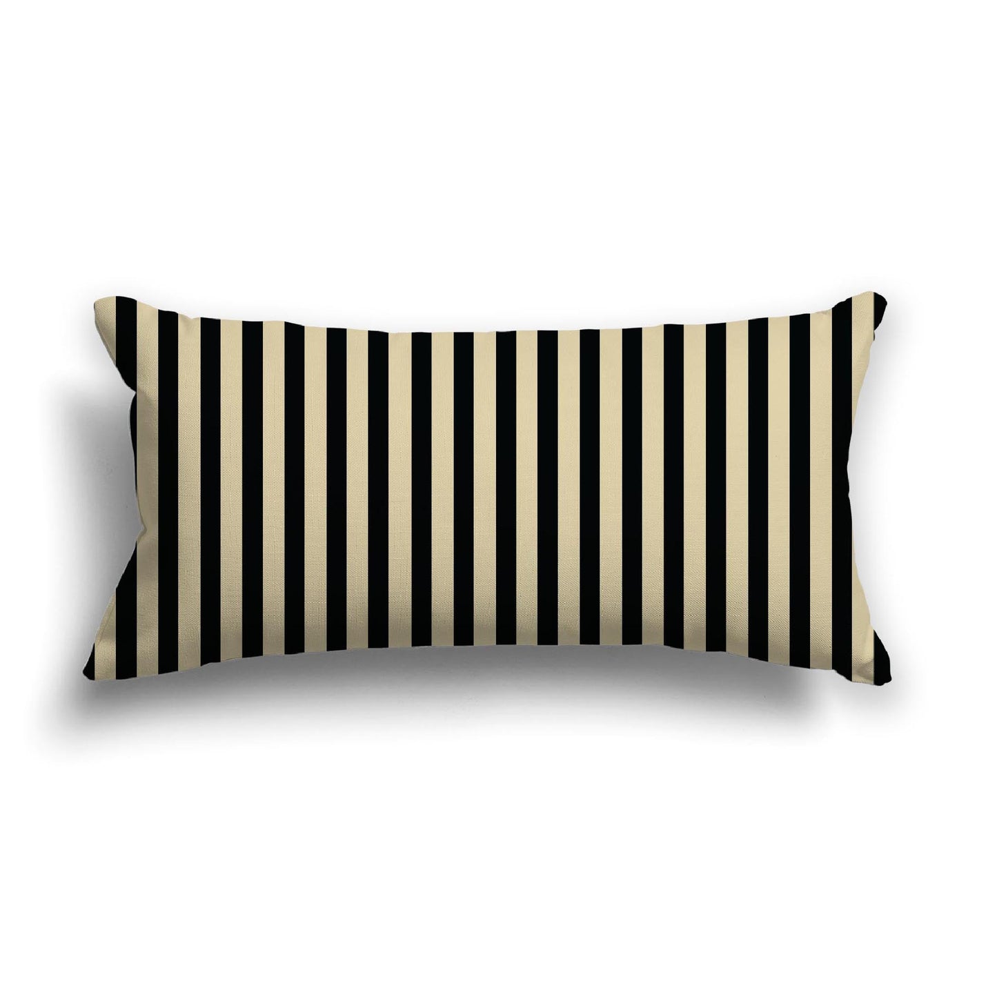 Desert Sand Cotton Canvas Cushion Covers with Thin Black Bars on Front, CACU-CC-1014-241, 61 x 30 cm, 24 x 12 inches