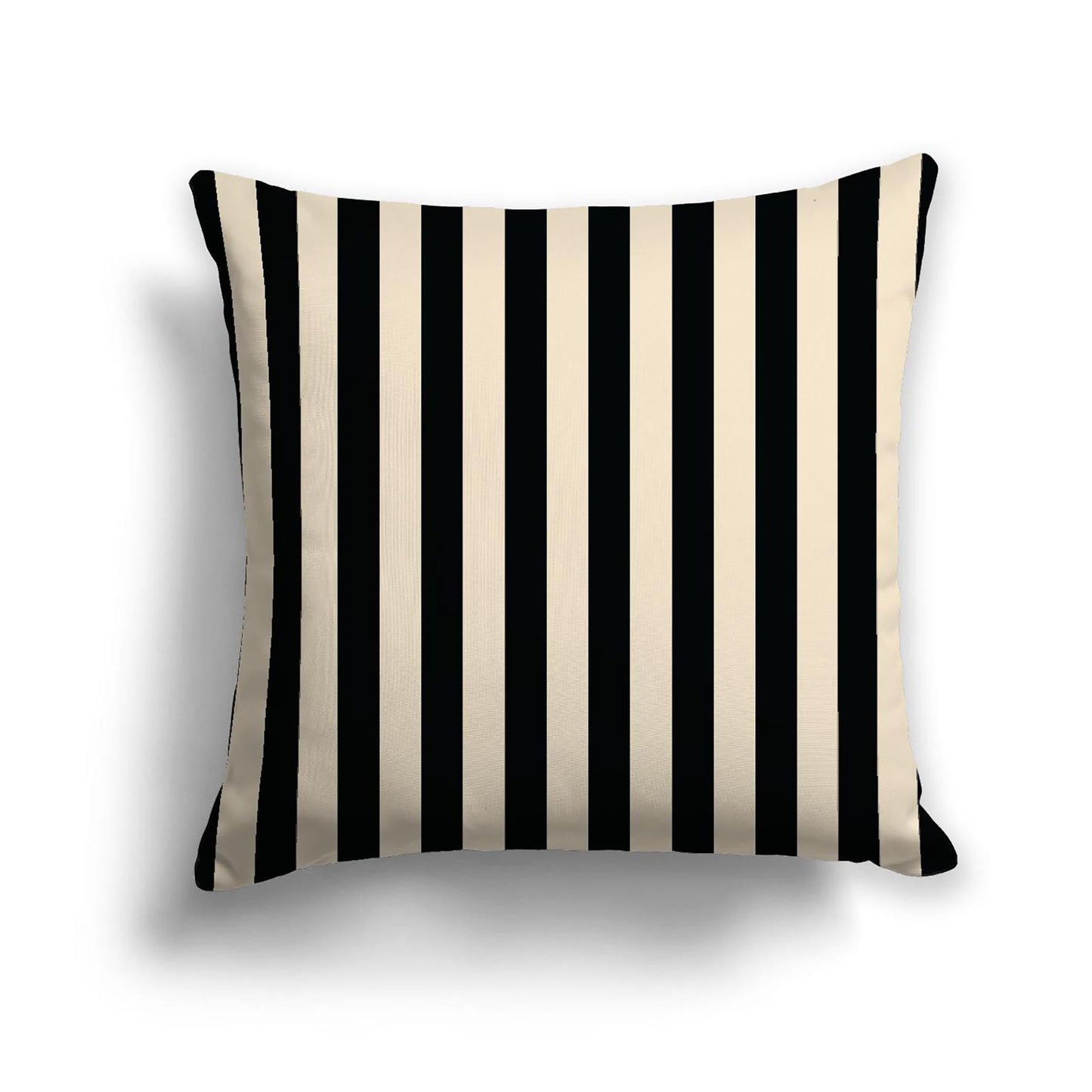 Beige Cotton Canvas Cushion Covers with Black Bars on Front, CACU-CC-1015-051, 46 x 46 cm, 18 x 18 inches