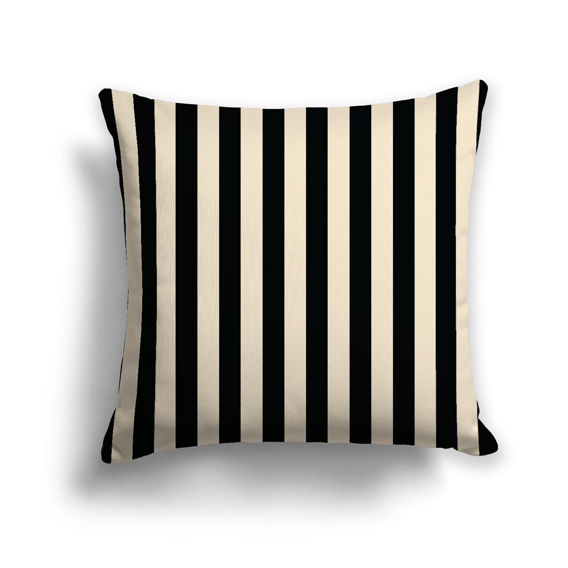 Beige Cotton Canvas Cushion Covers with Black Bars on Front, CACU-CC-1015-051, 46 x 46 cm, 18 x 18 inches