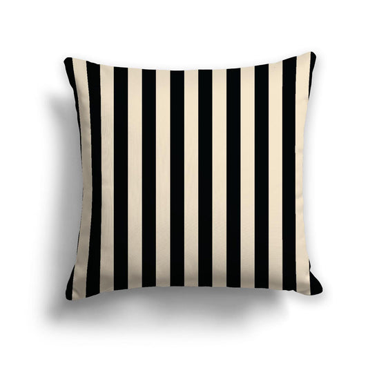 Beige Cotton Canvas Cushion Covers with Black Bars on Front, CACU-CC-1015-051, 46 x 46 cm, 18 x 18 inches