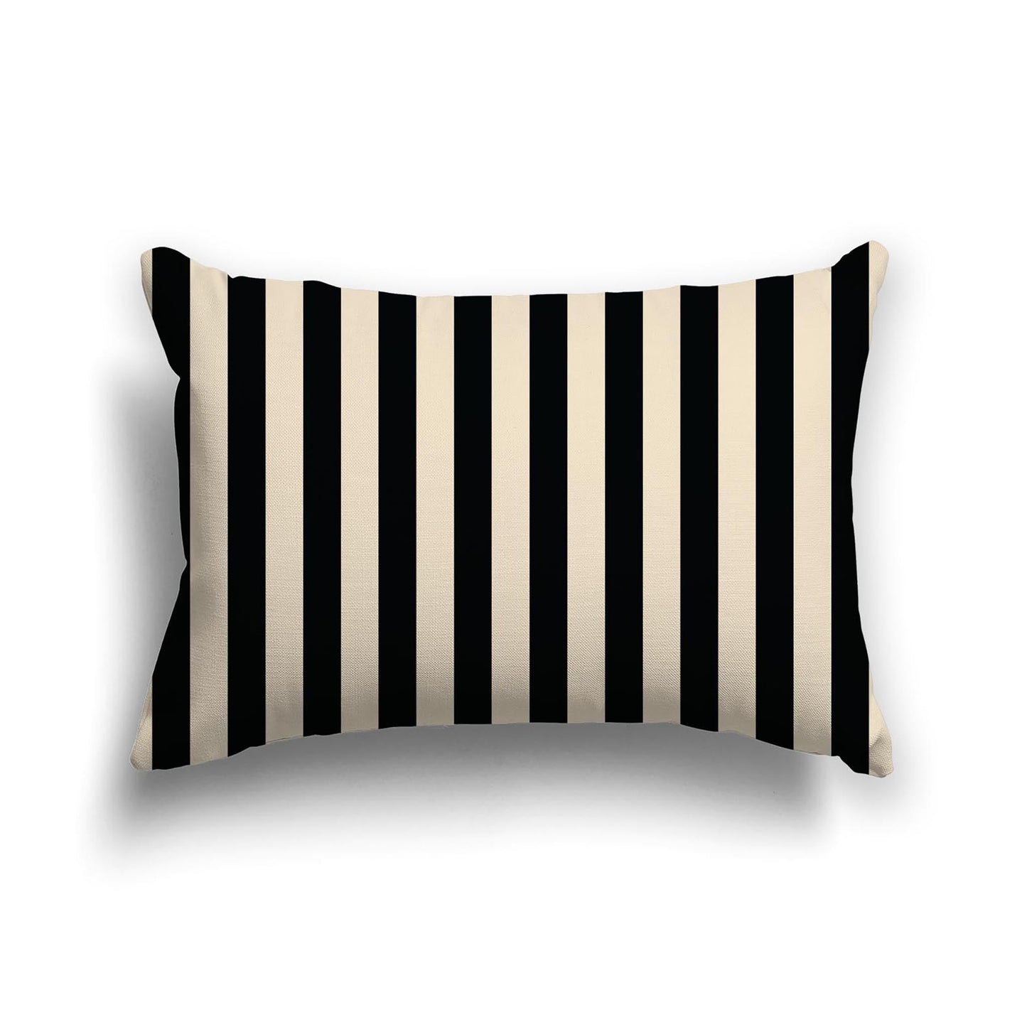 Beige Cotton Canvas Cushion Covers with Black Bars on Front, CACU-CC-1015-051, 51 x 36 cm, 20 x 14 inches