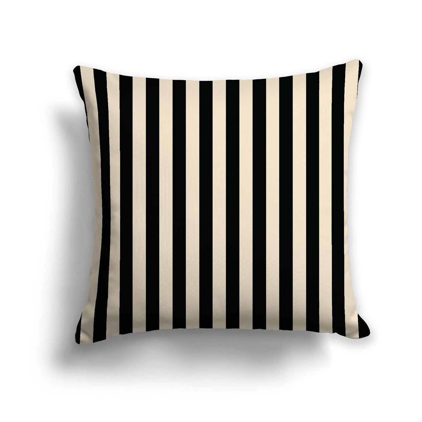 Beige Cotton Canvas Cushion Covers with Black Bars on Front, CACU-CC-1015-051, 56 x 56 cm, 22 x 22 inches