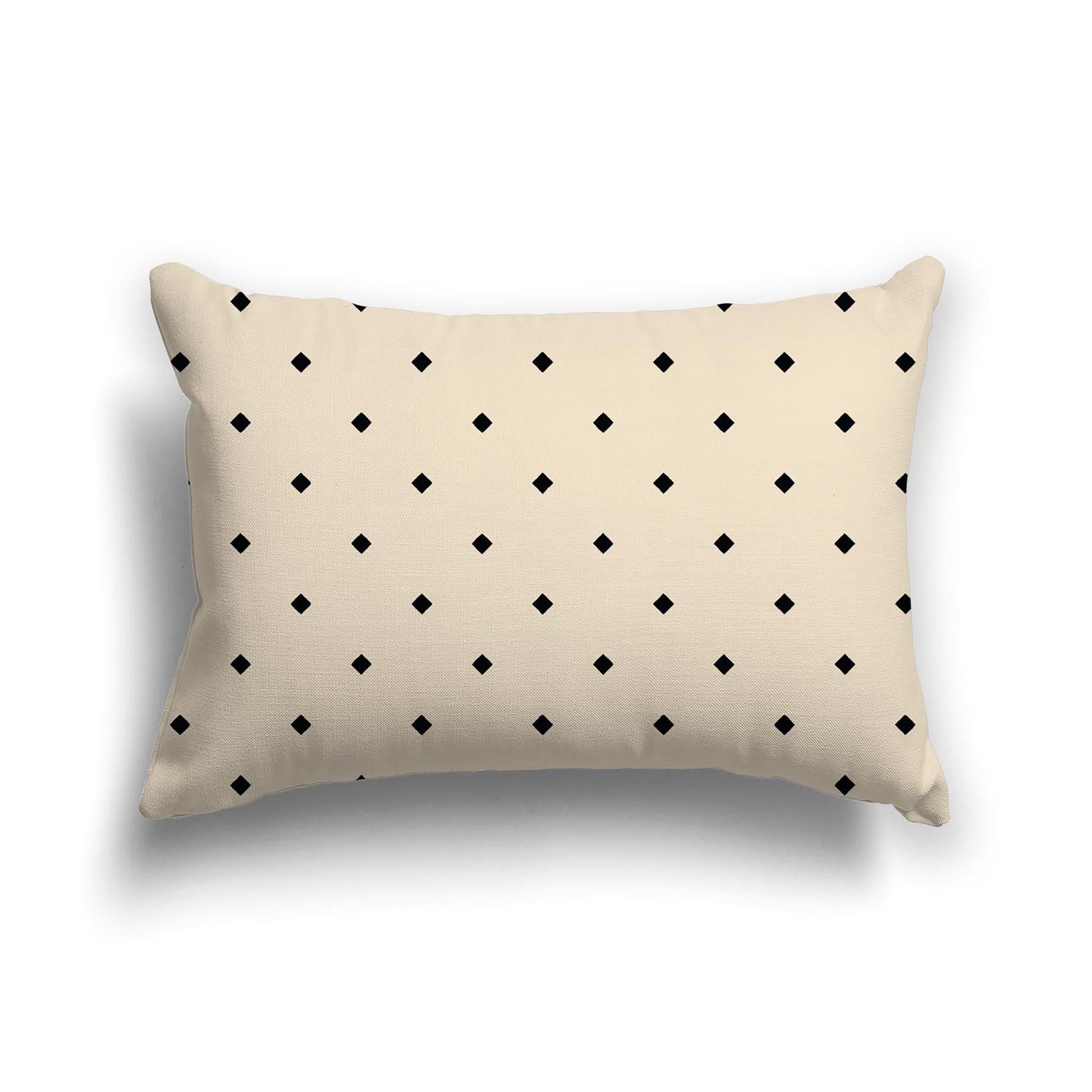 Beige Cotton Canvas Cushion Covers with Black Diamonds on Front, CACU-CC-1015-101, 51 x 36 cm, 20 x 14 inches