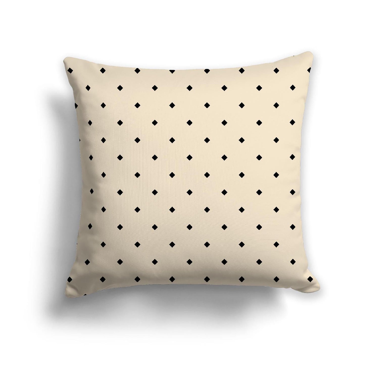 Beige Cotton Canvas Cushion Covers with Black Diamonds on Front, CACU-CC-1015-101, 56 x 56 cm, 22 x 22 inches
