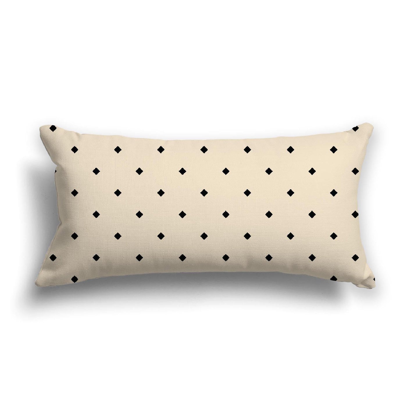 Beige Cotton Canvas Cushion Covers with Black Diamonds on Front, CACU-CC-1015-101, 61 x 30 cm, 24 x 12 inches