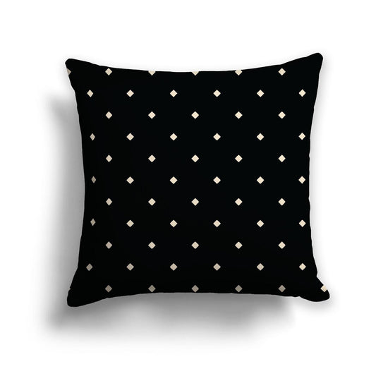 Black Cotton Canvas Cushion Covers with Beige Diamonds on Front, CACU-CC-1015-102, 46 x 46 cm, 18 x 18 inches