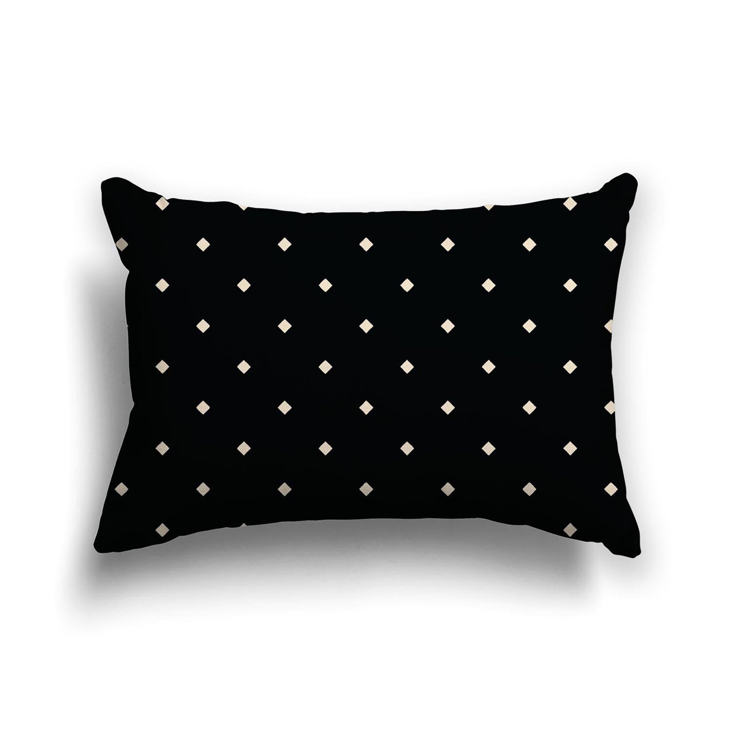 Black Cotton Canvas Cushion Covers with Beige Diamonds on Front, CACU-CC-1015-102, 51 x 36 cm, 20 x 14 inches