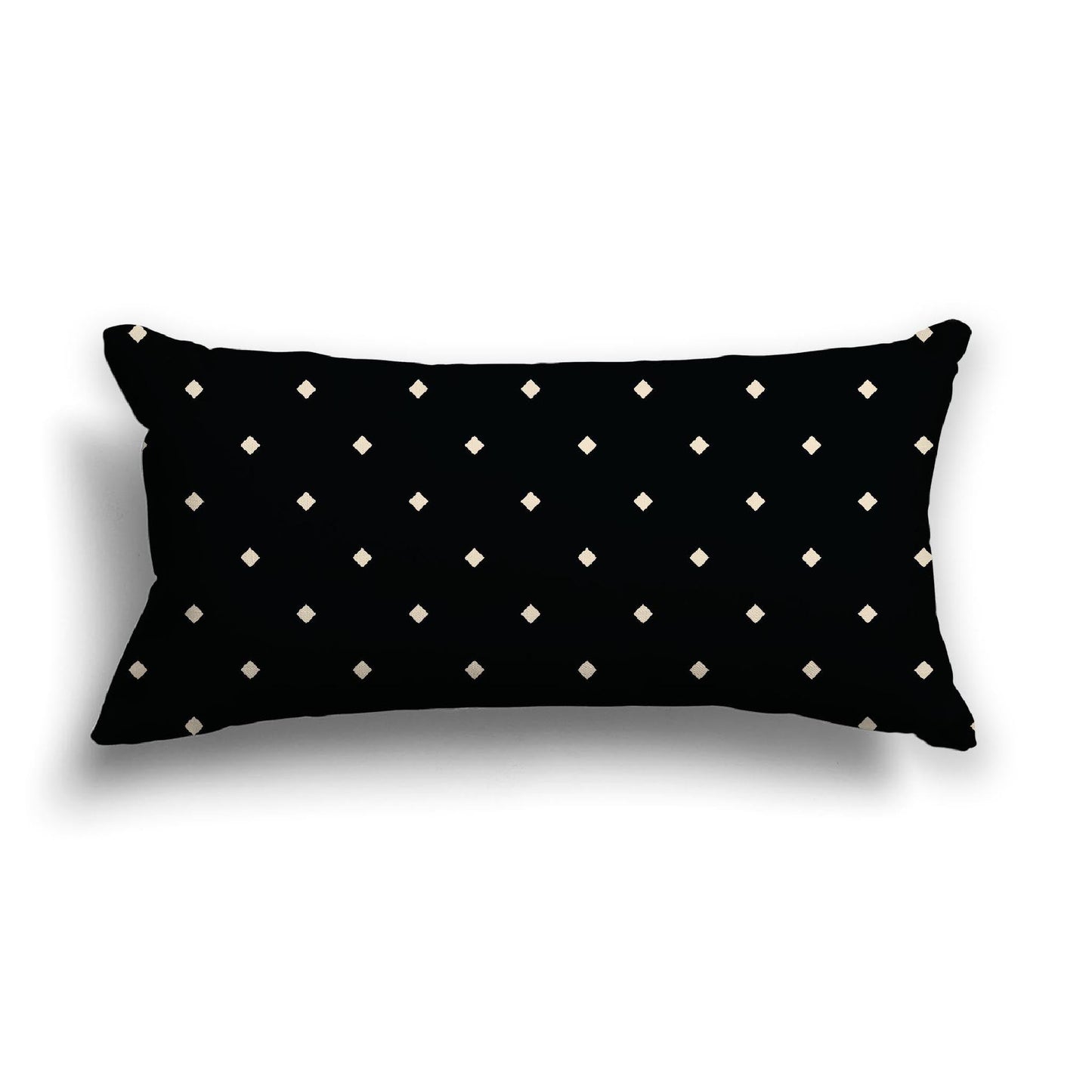 Black Cotton Canvas Cushion Covers with Beige Diamonds on Front, CACU-CC-1015-102, 61 x 30 cm, 24 x 12 inches