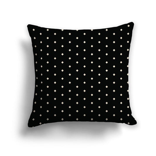 Black Cotton Canvas Cushion Covers with Fine Beige Diamonds on Front, CACU-CC-1015-112, 46 x 46 cm, 18 x 18 inches