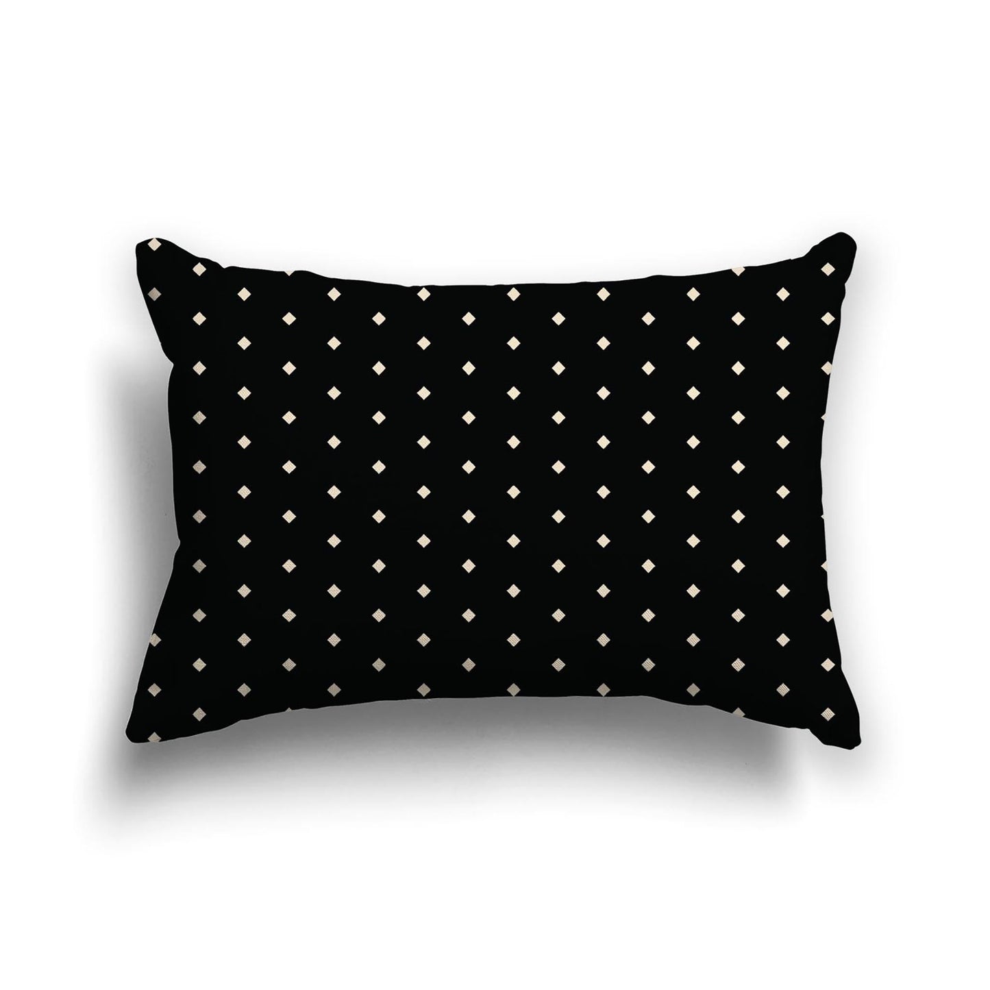 Black Cotton Canvas Cushion Covers with Fine Beige Diamonds on Front, CACU-CC-1015-112, 51 x 36 cm, 20 x 14 inches