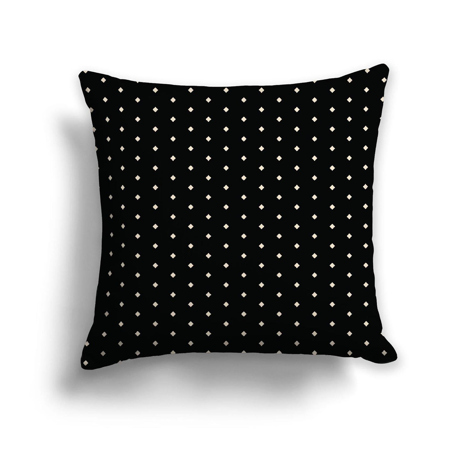 Black Cotton Canvas Cushion Covers with Fine Beige Diamonds on Front, CACU-CC-1015-112, 56 x 56 cm, 22 x 22 inches